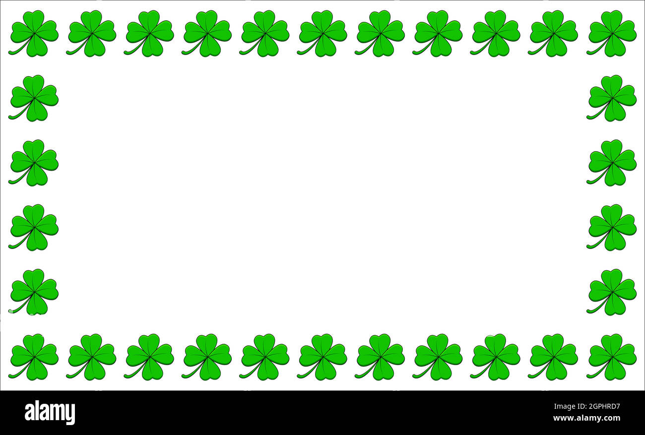 Cadre de trèfle. Bordure shamrock vert à quatre feuilles avec espace de texte. Arrière-plan vectoriel vide isolé sur blanc. Illustration de Vecteur