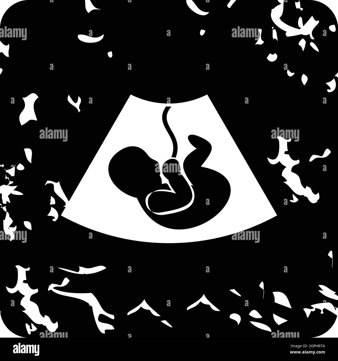Dans l'estomac de l'embryon, l'icône grunge style Illustration de Vecteur