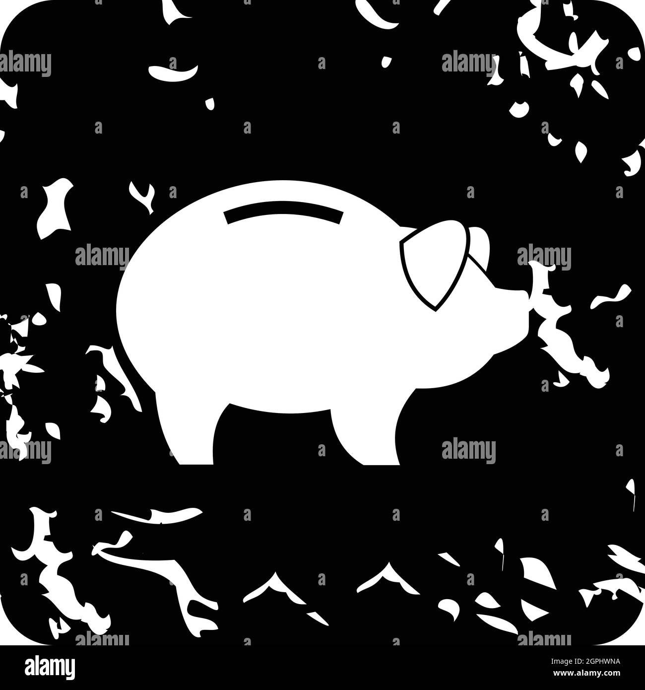 L'argent, l'icône de boîte de porc style grunge Illustration de Vecteur
