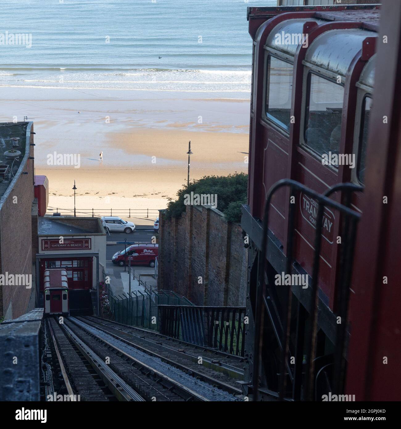 Funiculaire de Scarborough. En regardant la chenille vers le bas Banque D'Images