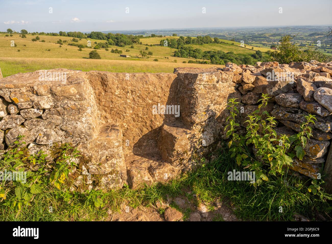 Style pierre en pierre sèche mur sur la colline de Deerbap dans les collines de mendip Somerset Banque D'Images