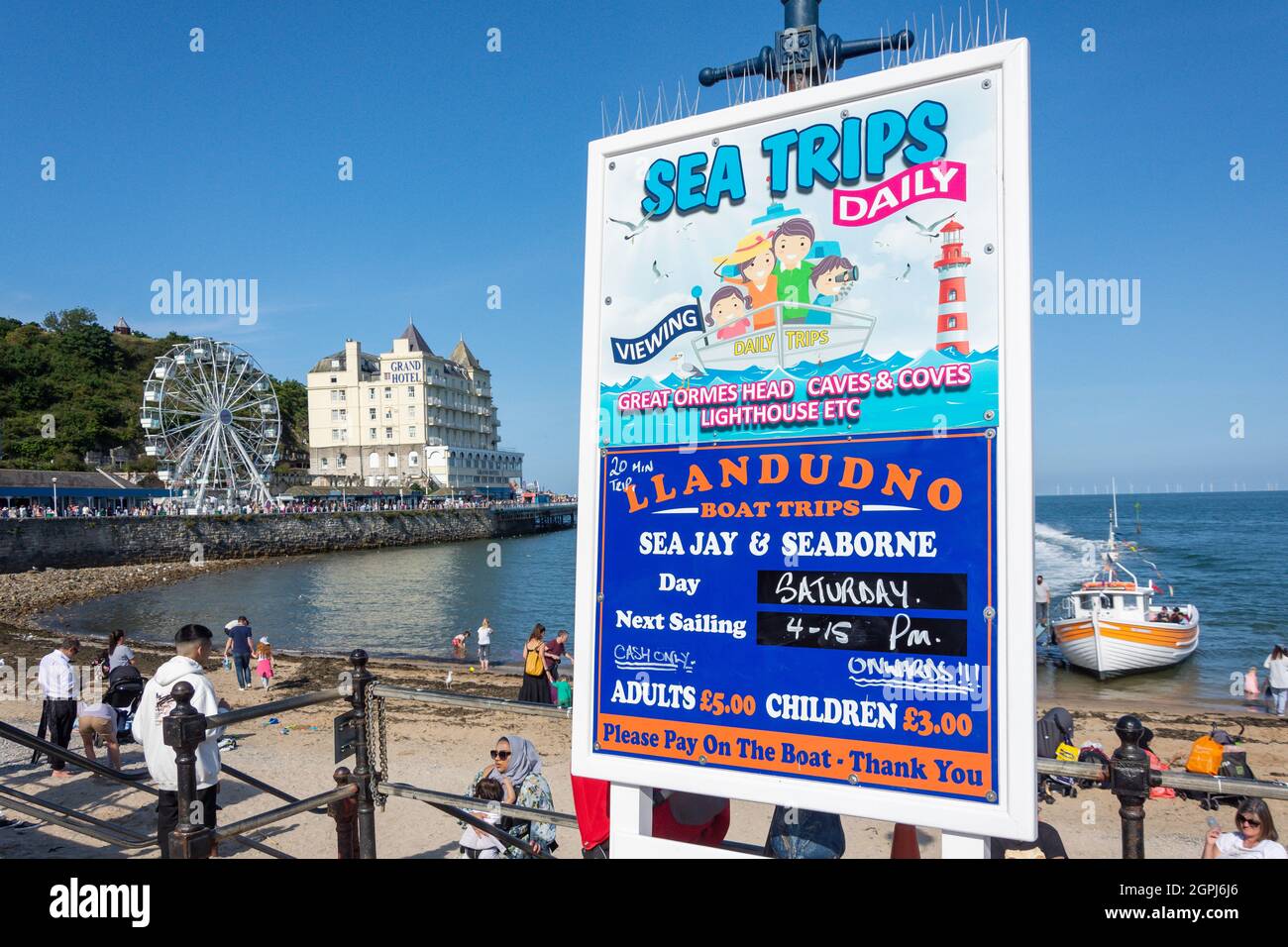 Excursions en bateau de Llandudno depuis la plage, Llandudno, Conwy County Borough, pays de Galles, Royaume-Uni Banque D'Images