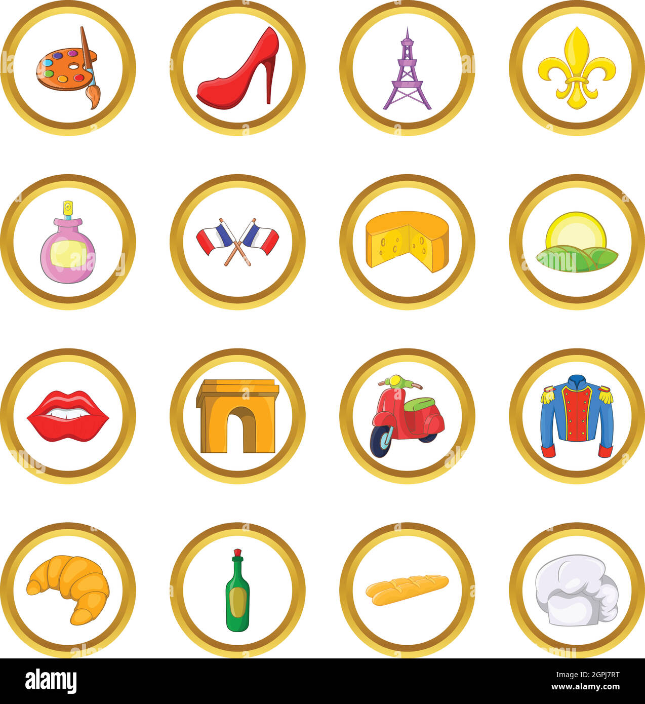 France vector set, cartoon style Illustration de Vecteur