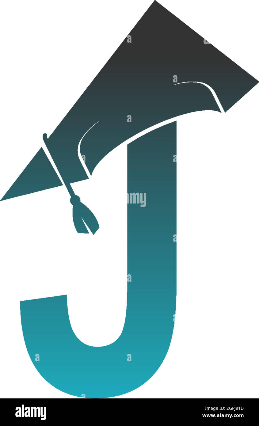 Lettre J logo icône avec motif chapeau de graduation vecteur Illustration de Vecteur