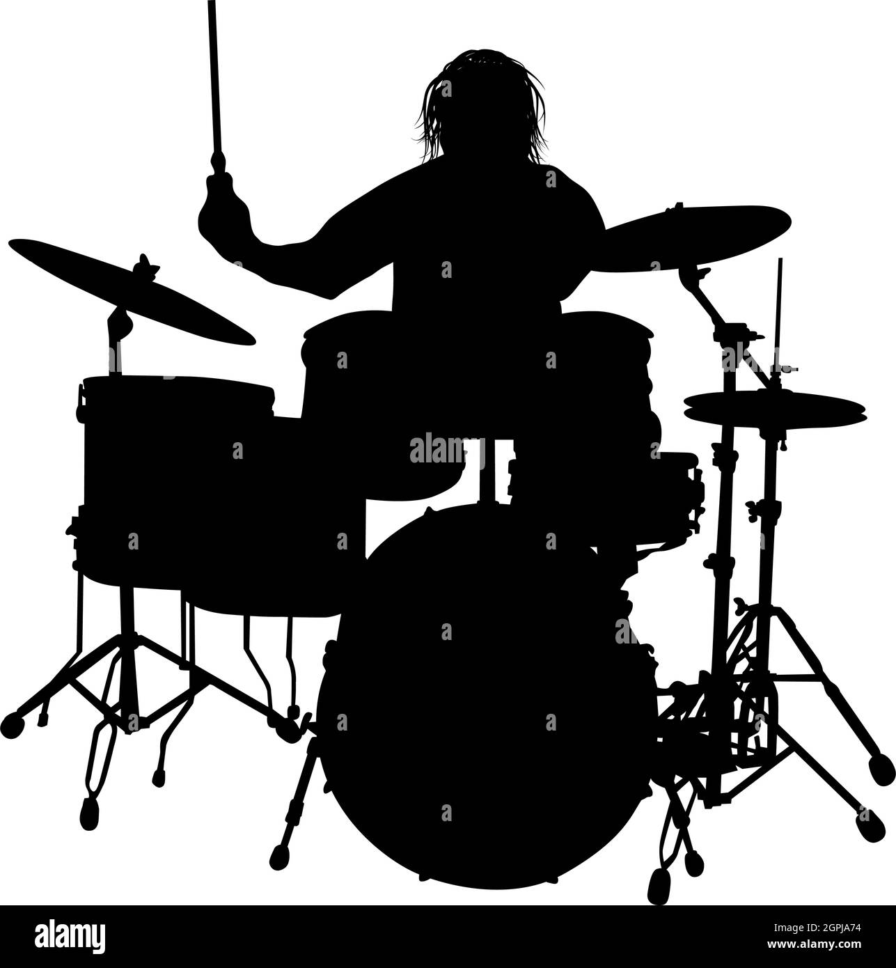 Rock batteur Silhouette Illustration de Vecteur