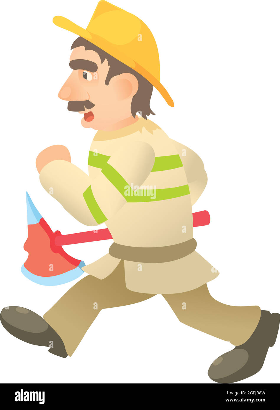 Icône pompier en course à pied, style dessin animé Illustration de Vecteur