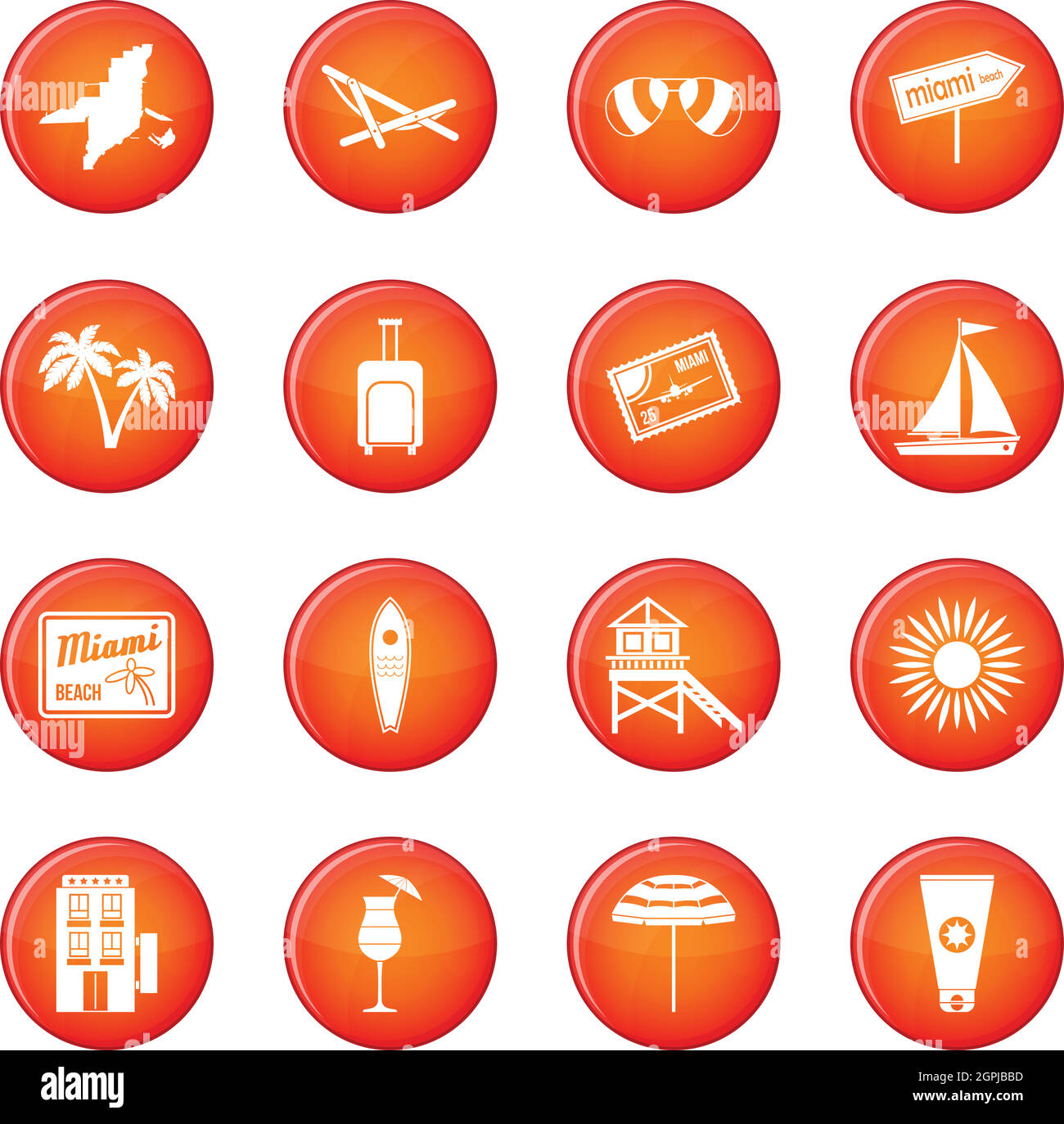 Jeu de vecteurs d'icônes Miami Illustration de Vecteur