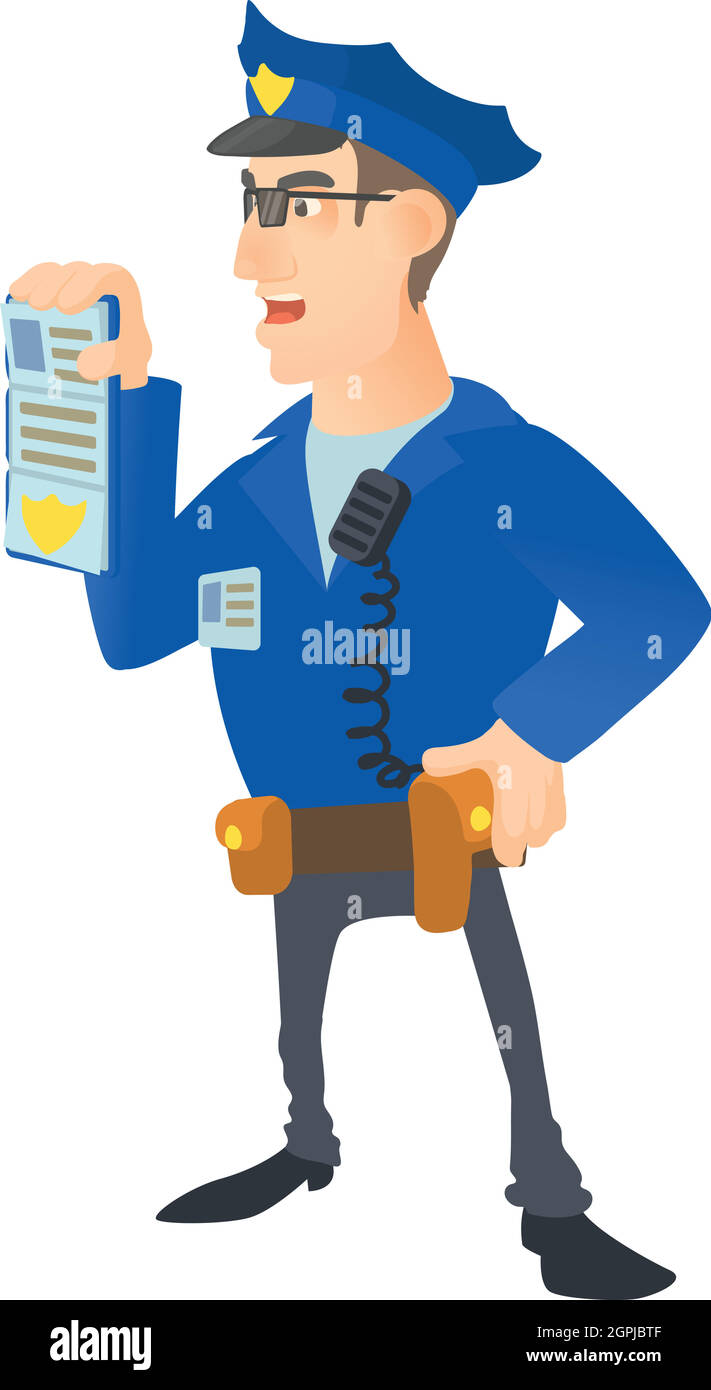 Policier avec icône de commande, style de dessin animé Illustration de Vecteur