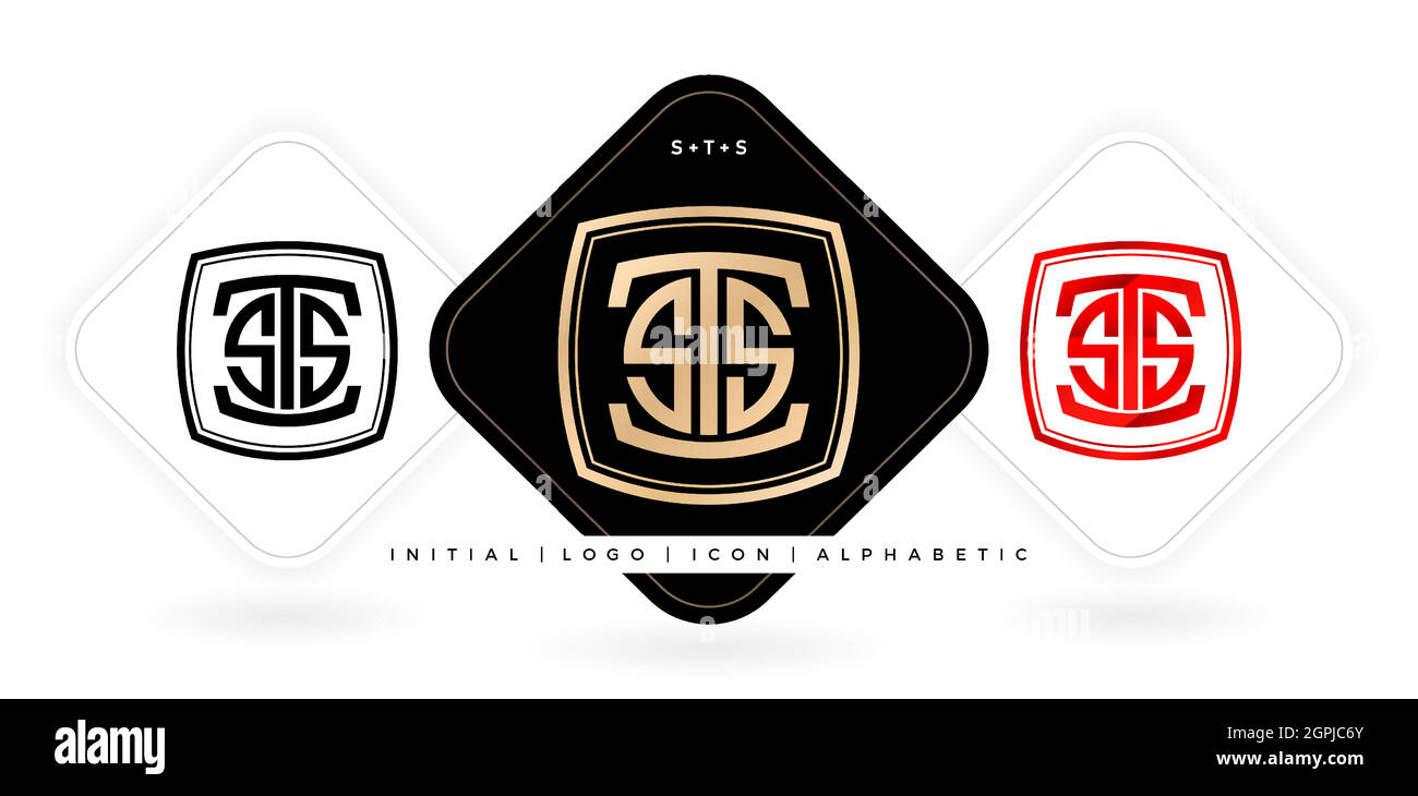 STS logo concept modèle alphabétique, STS Monogram lettre initiale et nom graphique pour la société de logo, industries, agence, société avec trois couleurs variantes dessins avec arrière-plan blanc isolé Illustration de Vecteur