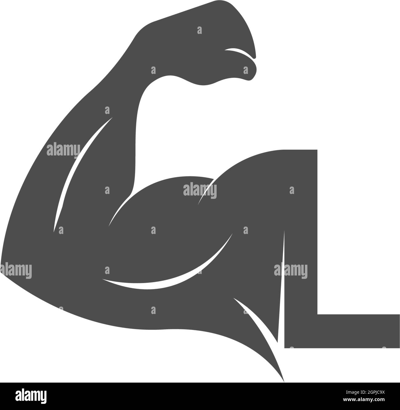 Logo lettre L avec vecteur de conception de bras de muscle Illustration de Vecteur