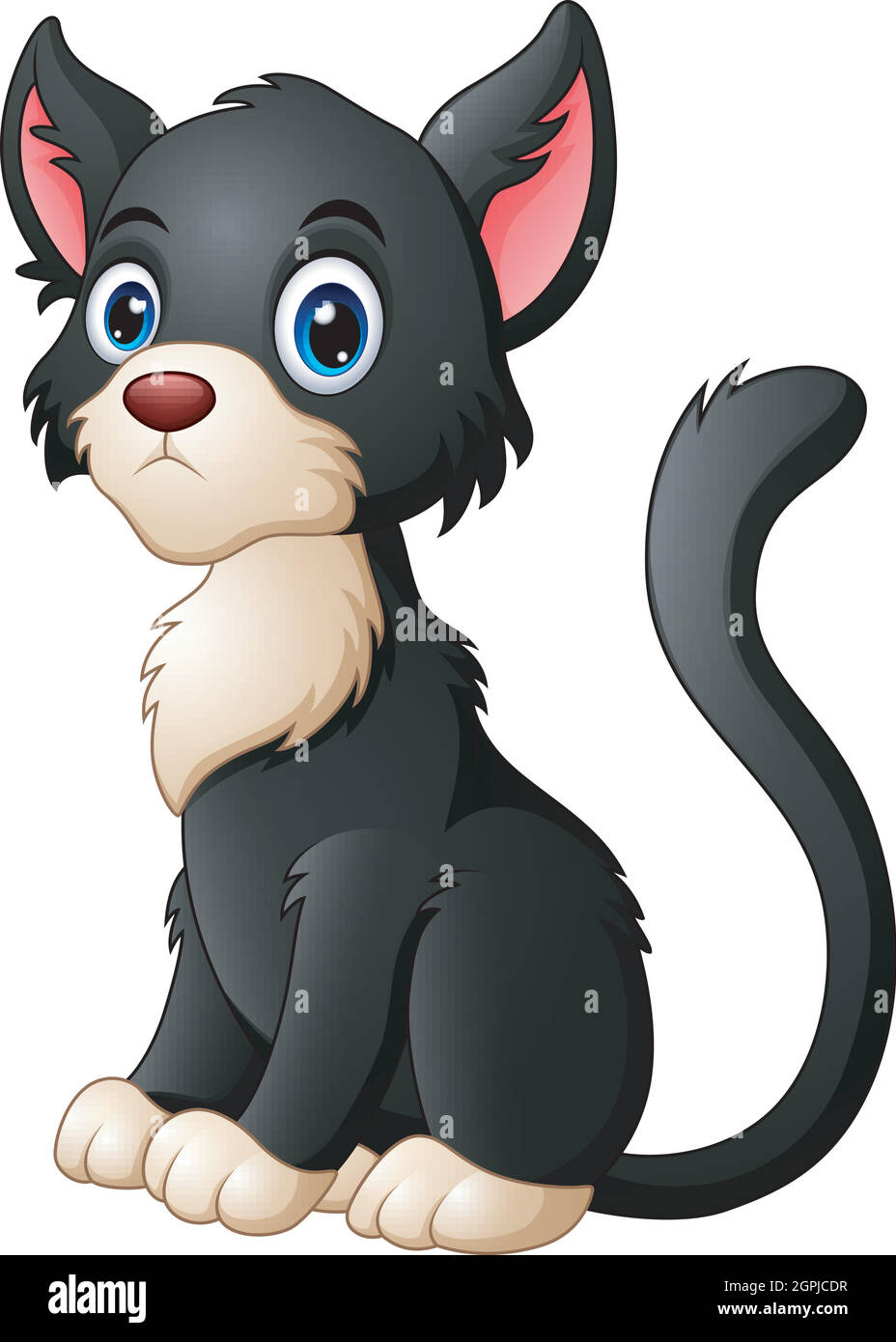 Illustration vectorielle d'un joli chat noir de dessin animé Illustration de Vecteur