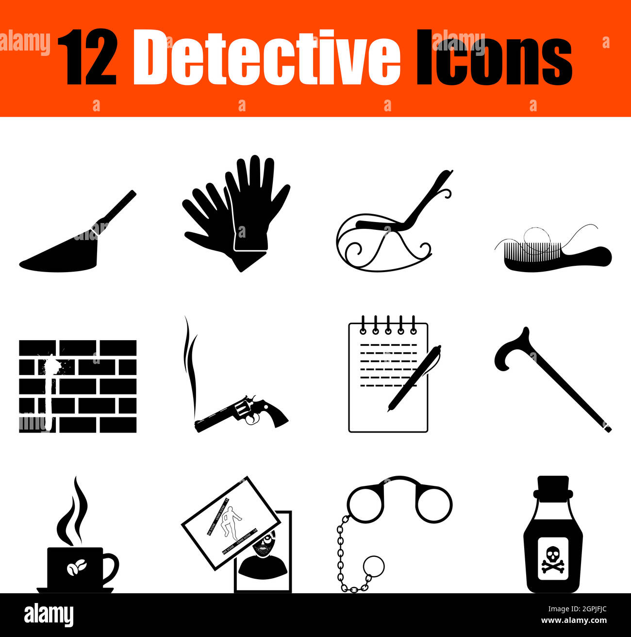 Ensemble d'icônes détectives Illustration de Vecteur