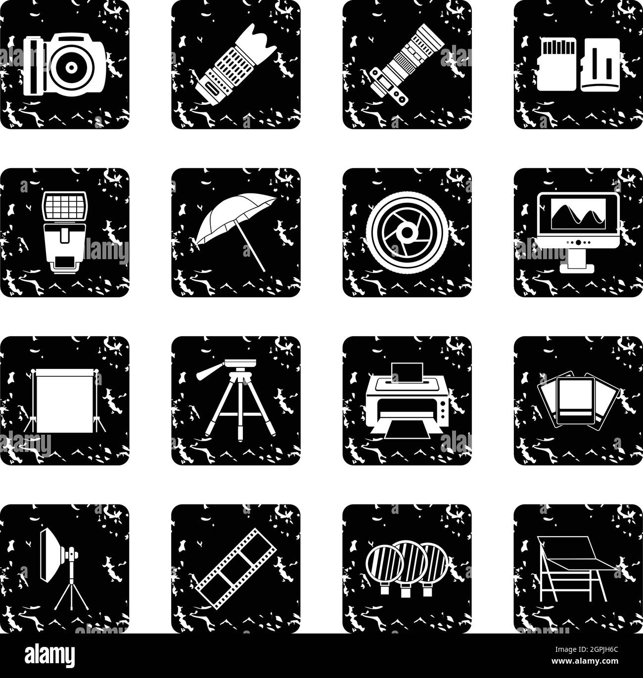 Photography icons set, grunge style Illustration de Vecteur