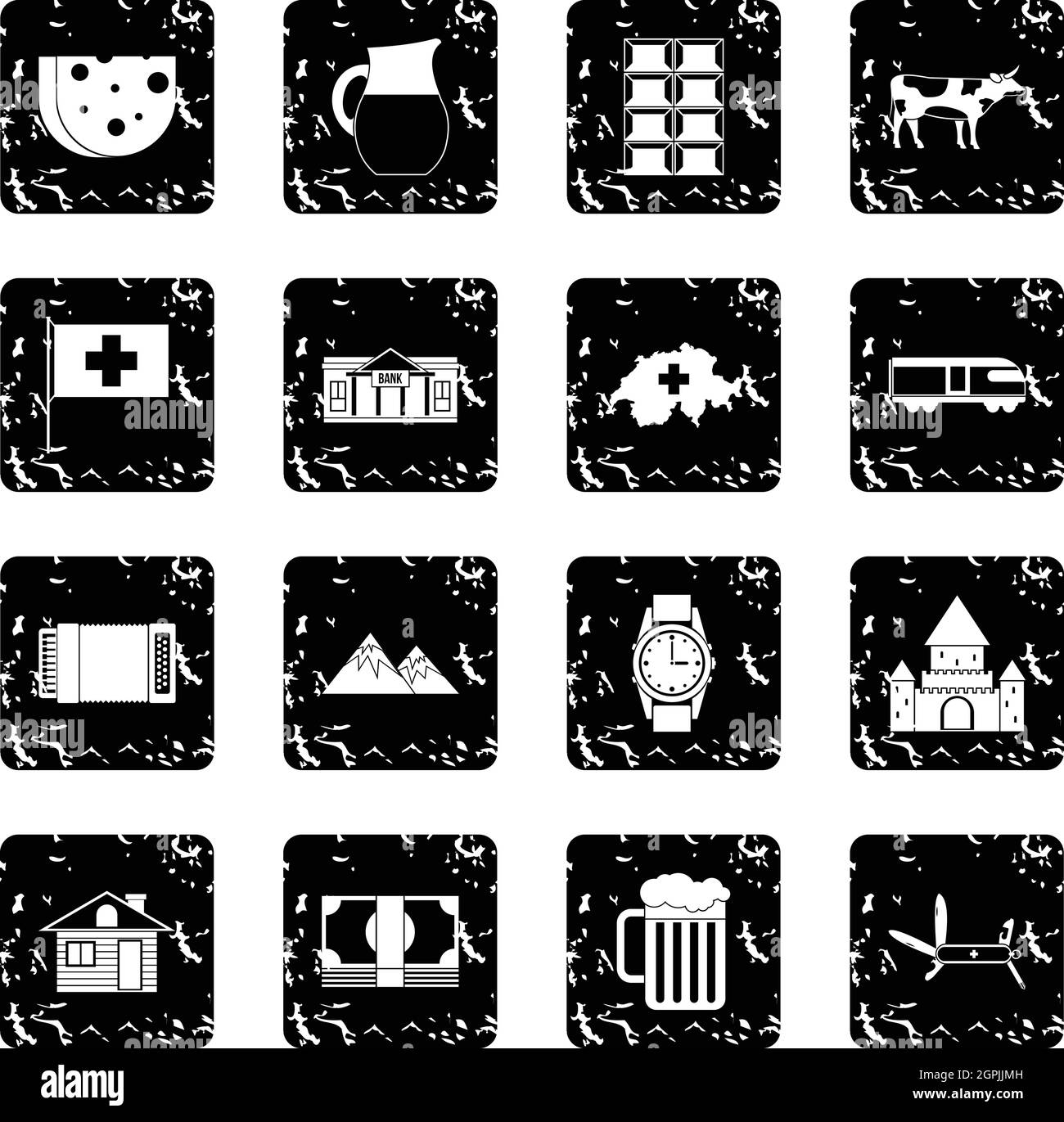 Suisse situé icônes, grunge style Illustration de Vecteur