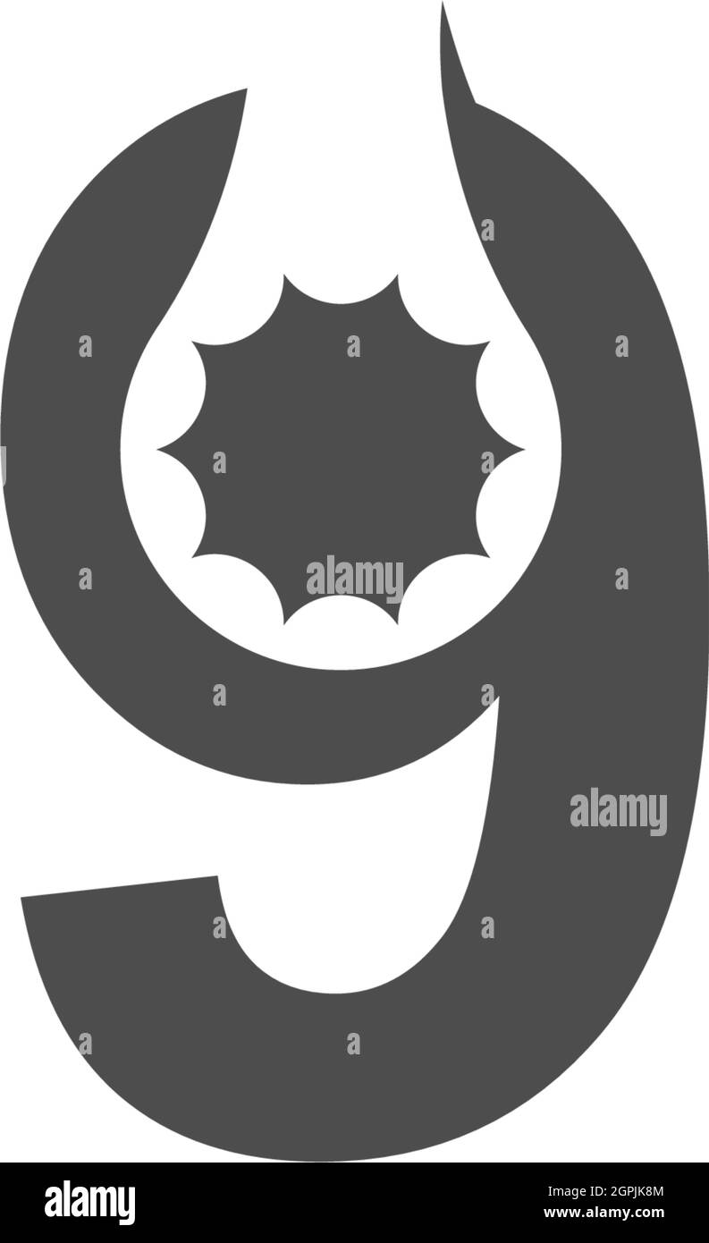 Icône du logo numéro 9 avec vecteur de clé Illustration de Vecteur