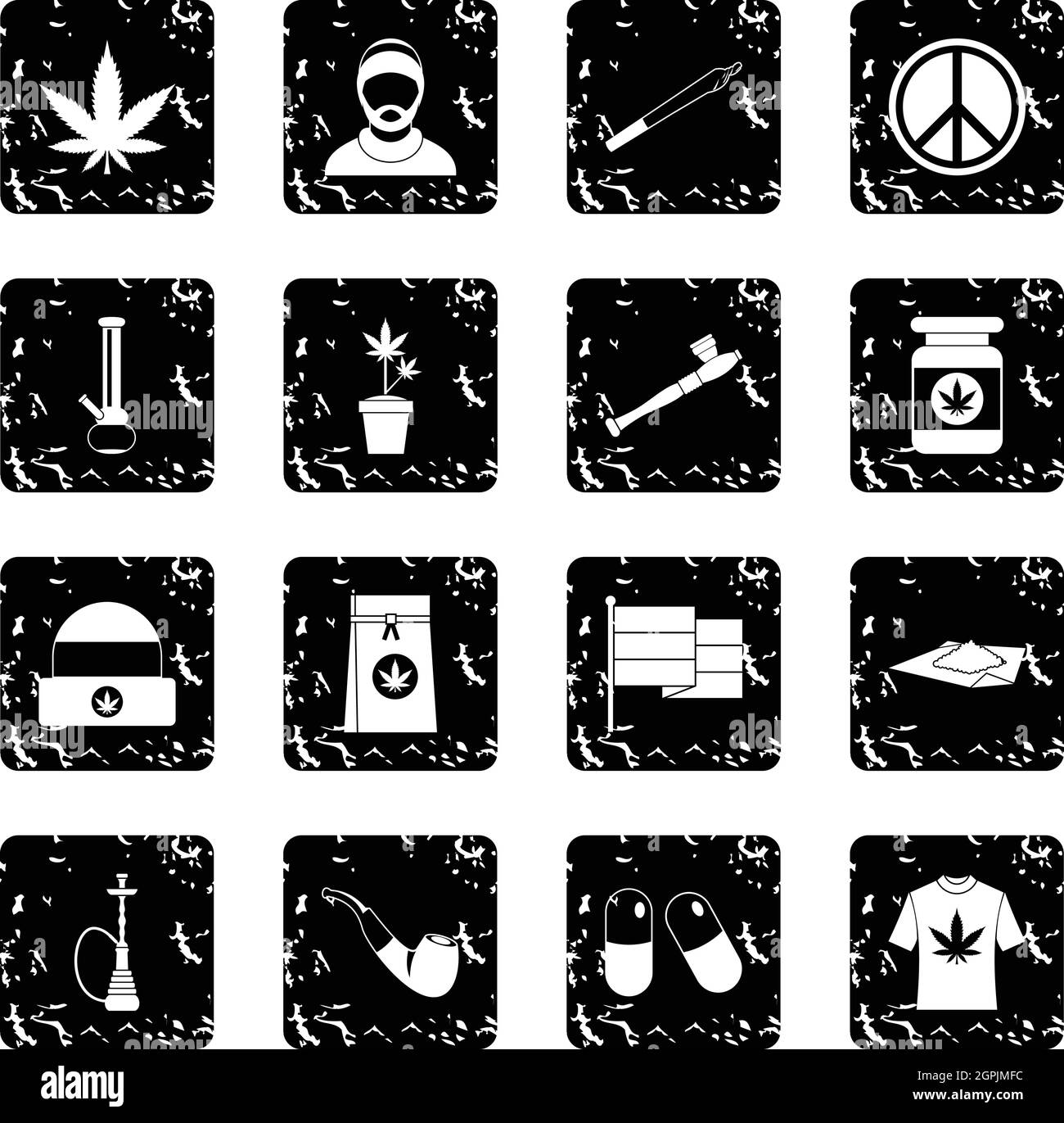 Jeu de rastafari, icônes grunge style Illustration de Vecteur