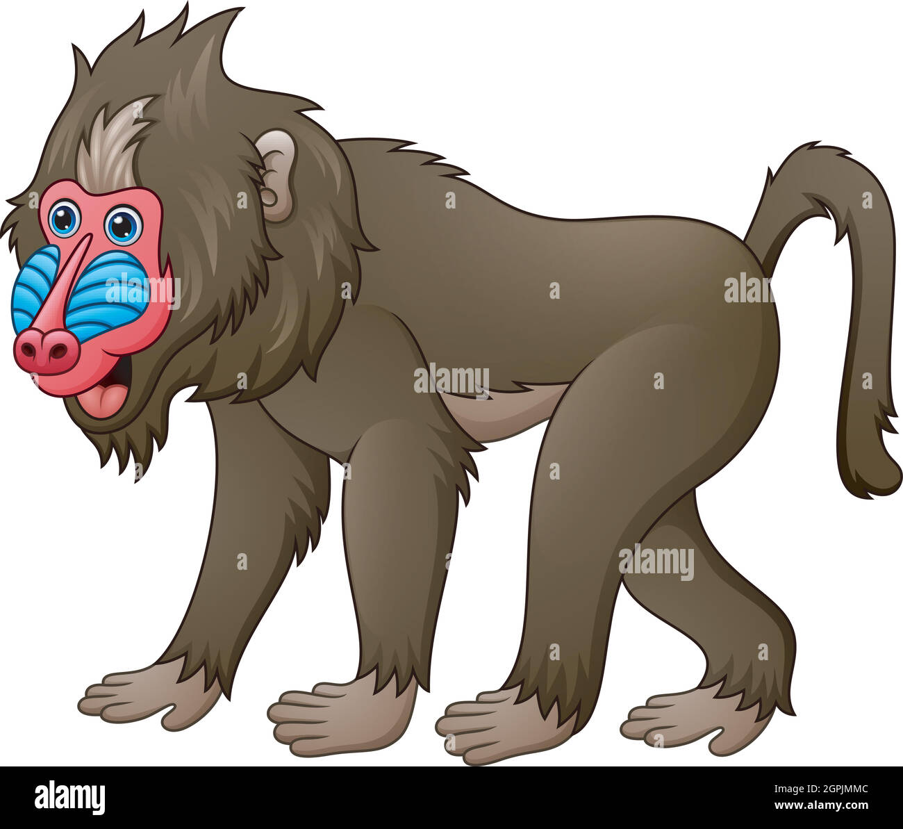 Illustration vectorielle du babouin de la foreuse de dessin animé Illustration de Vecteur