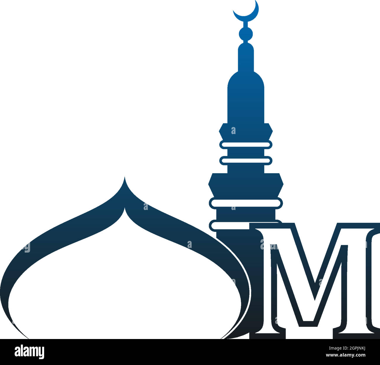 Logo lettre M avec illustration de la mosquée Illustration de Vecteur