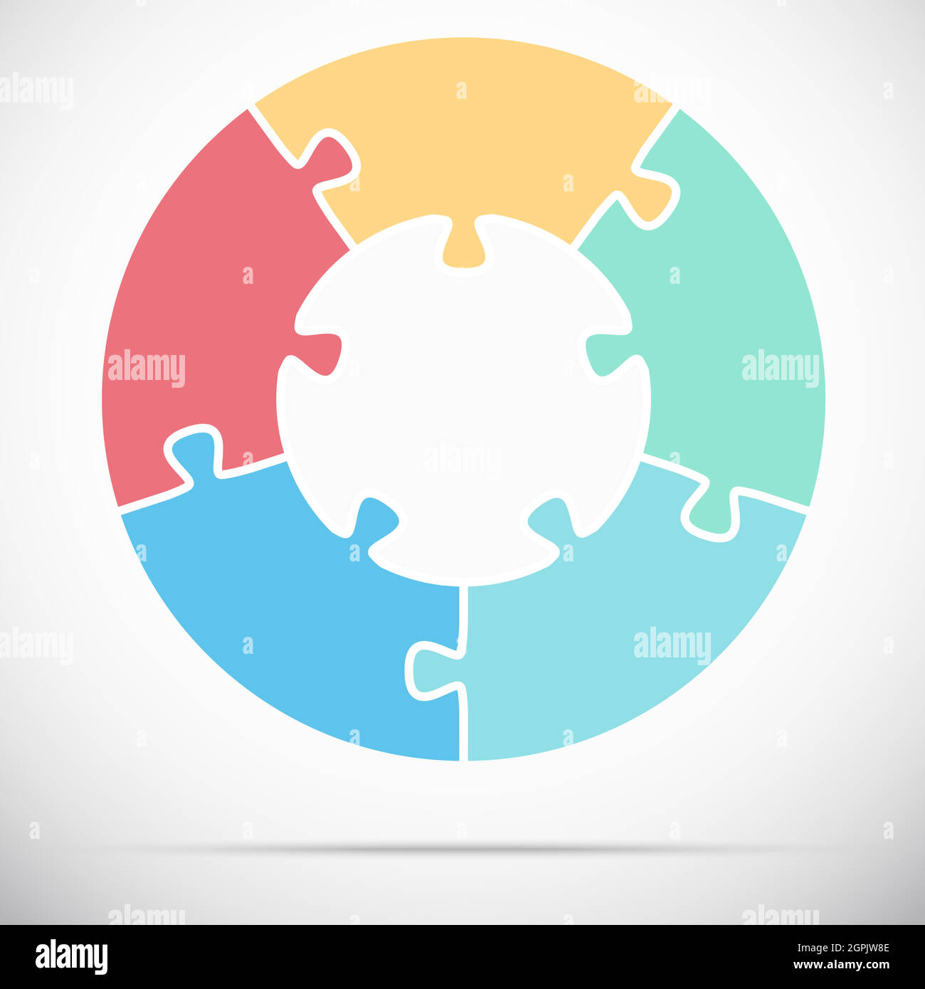 puzzle rond, base blanche avec 5 options Illustration de Vecteur