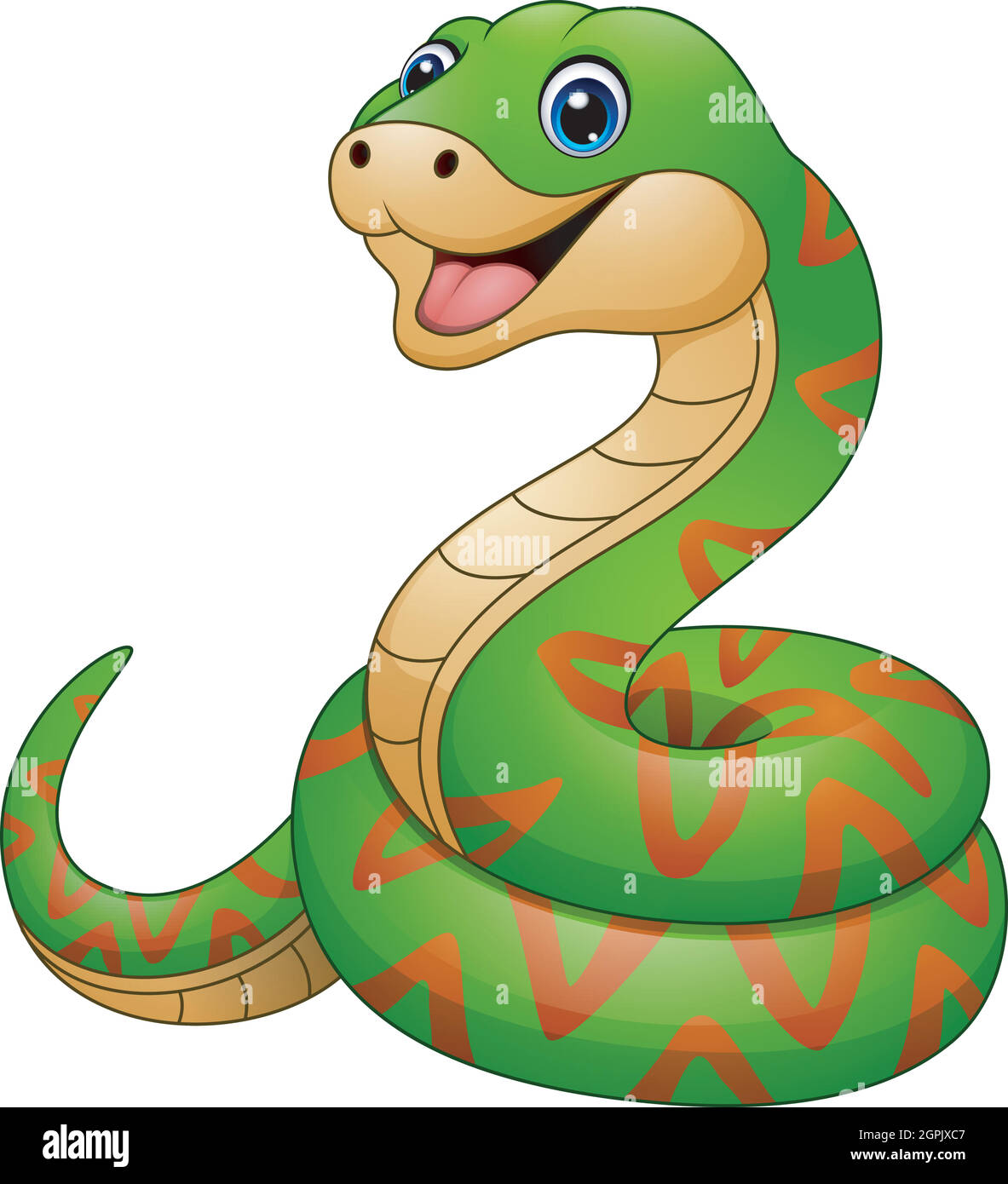 Illustration vectorielle de dessin animé de serpent vert Illustration de Vecteur