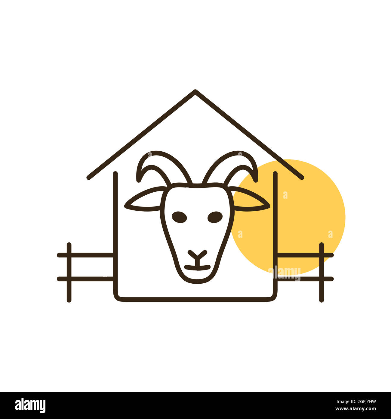 Icône de vecteur de maison de chèvre. Signe animal de ferme Illustration de Vecteur