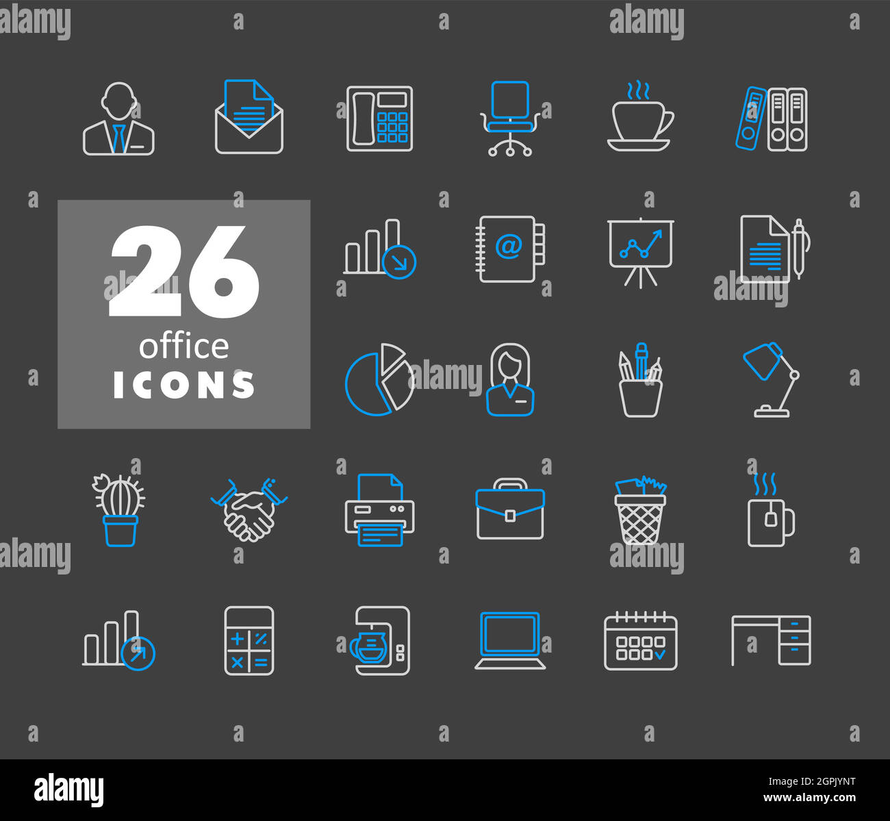 Icônes vectorielles Office définies isolées sur le blanc Illustration de Vecteur
