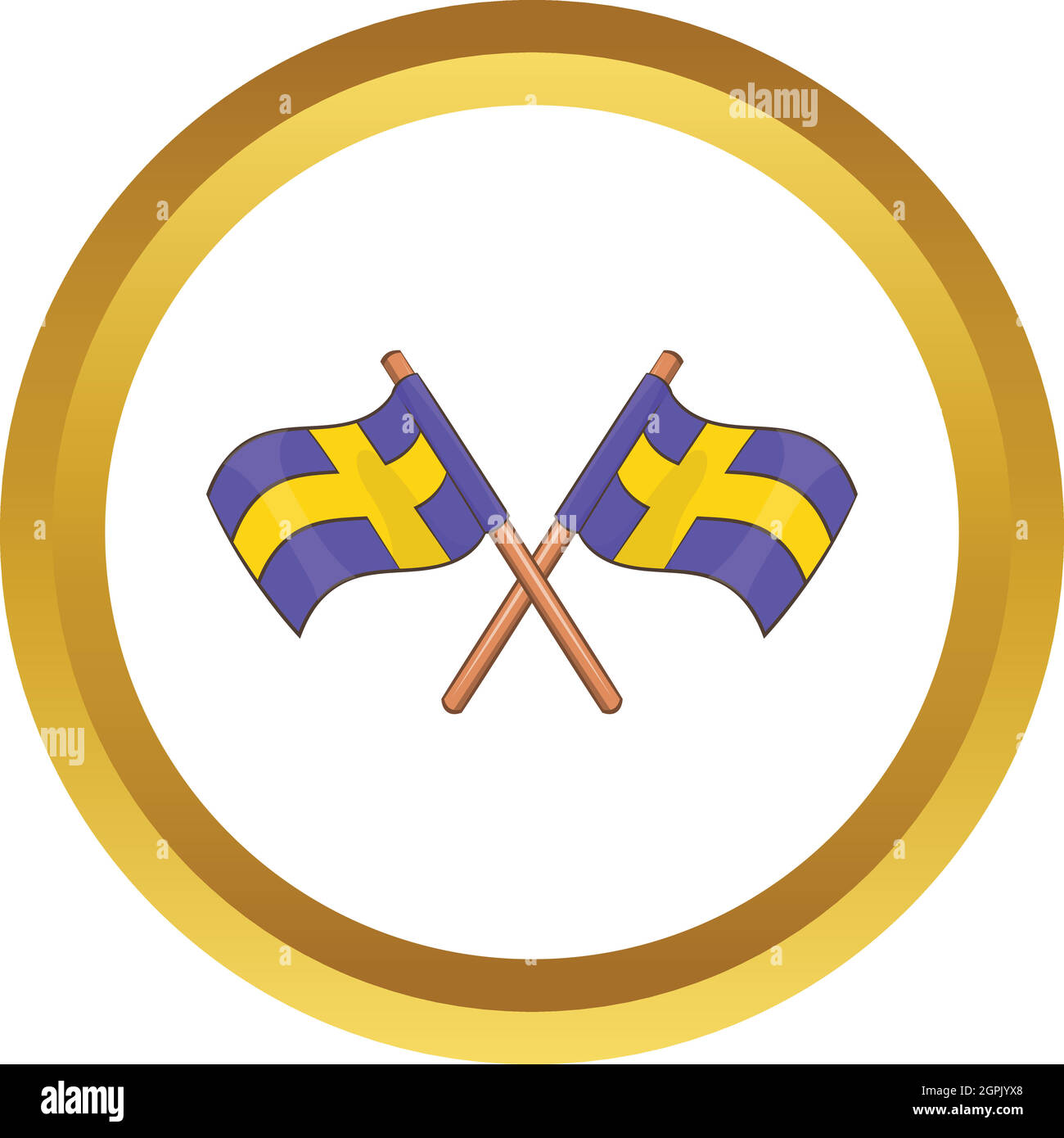 Icône vecteur drapeaux suédois croisé Illustration de Vecteur