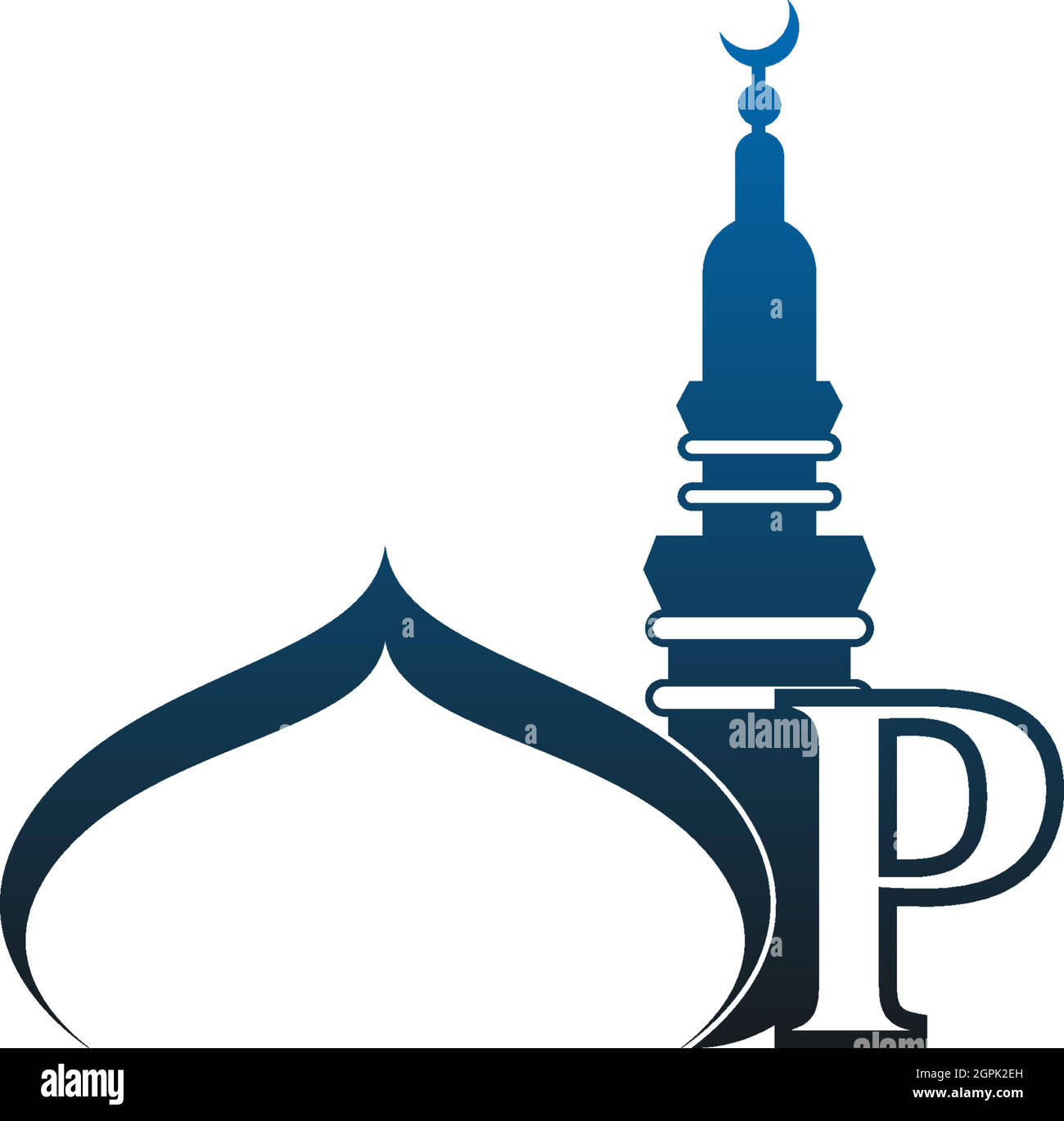 Icône de logo lettre P avec illustration du design de la mosquée Illustration de Vecteur