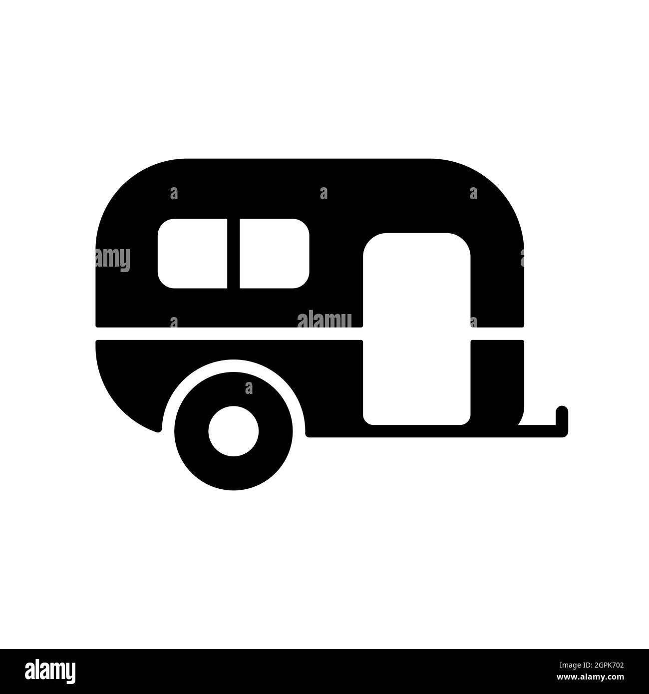 Icône en forme de glyphe plat Vector Trailer Caravan. Panneau Camping Illustration de Vecteur