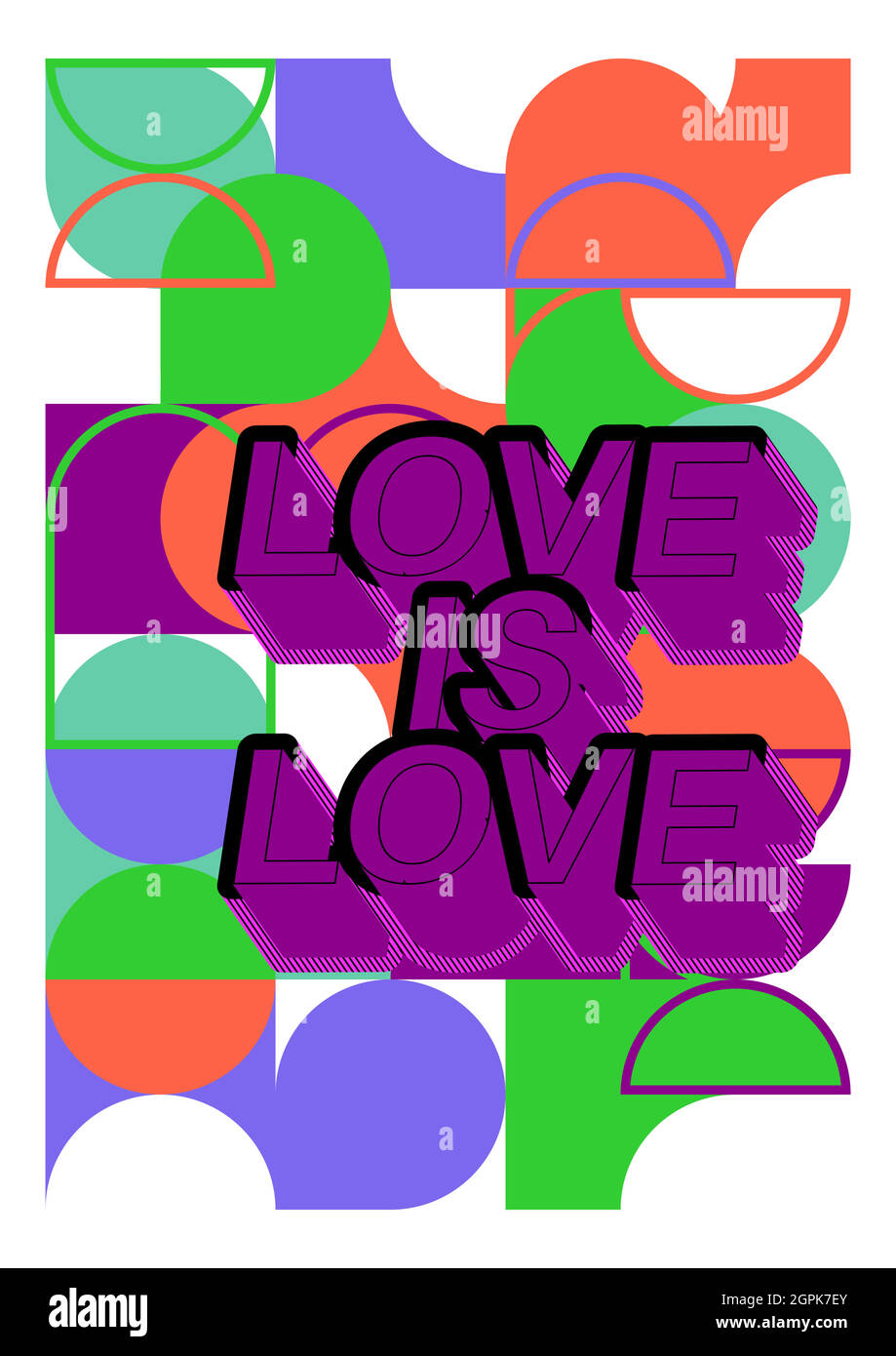 Love is Love text sur fond graphique géométrique rétro. Illustration de Vecteur