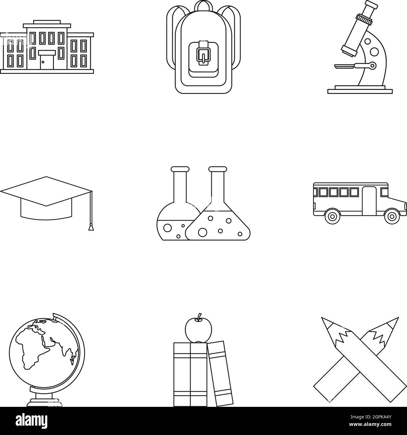 L'éducation des enfants, l'ensemble des icônes de style contour Illustration de Vecteur