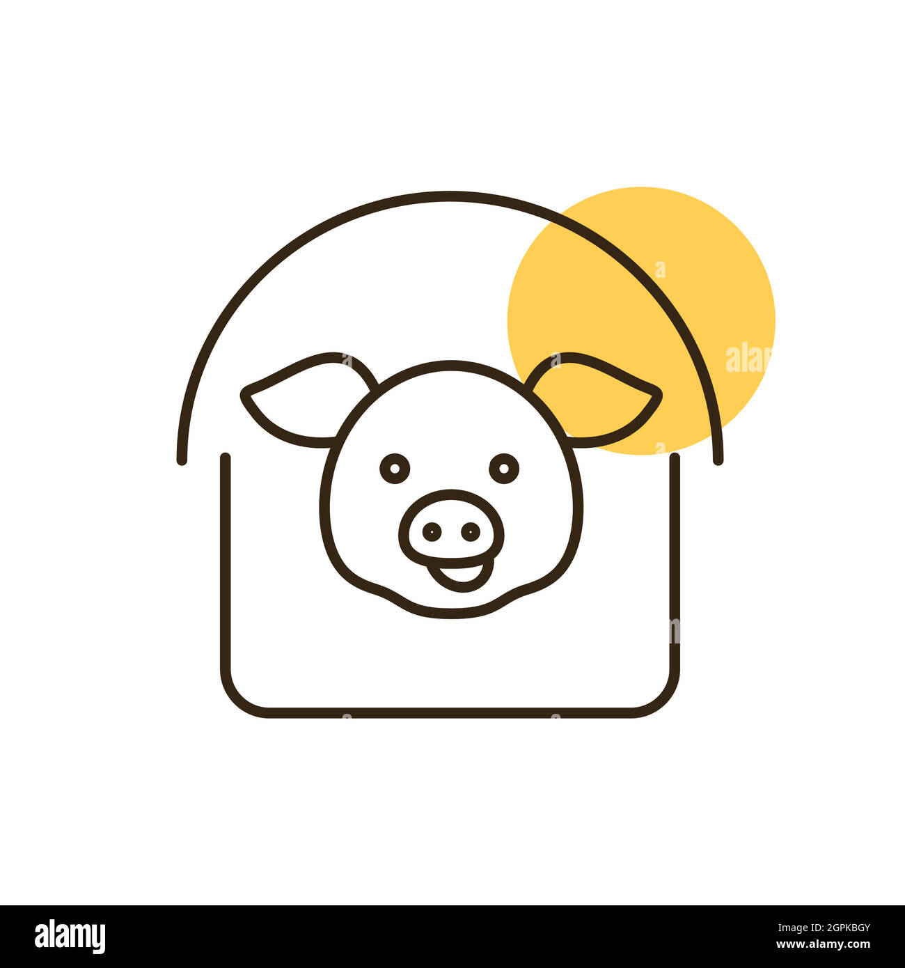 Icône plate de vecteur pigsty. Signe animal de ferme Illustration de Vecteur