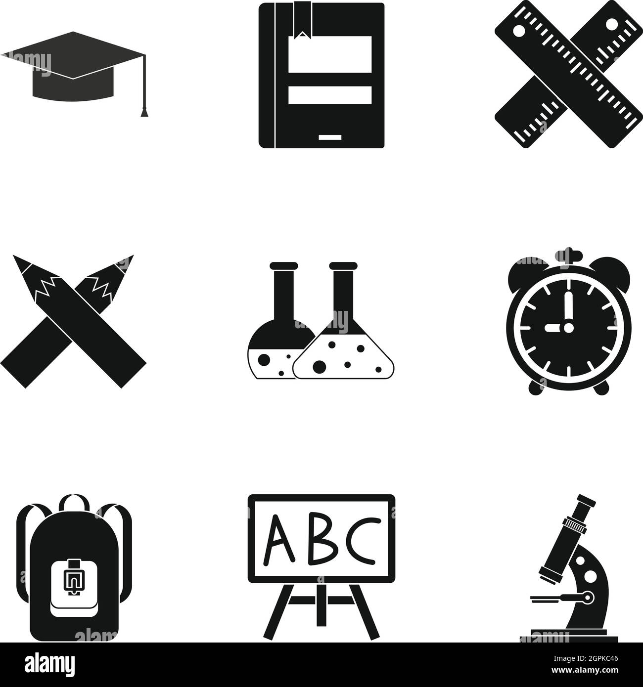 La scolarisation icons set, le style simple Illustration de Vecteur