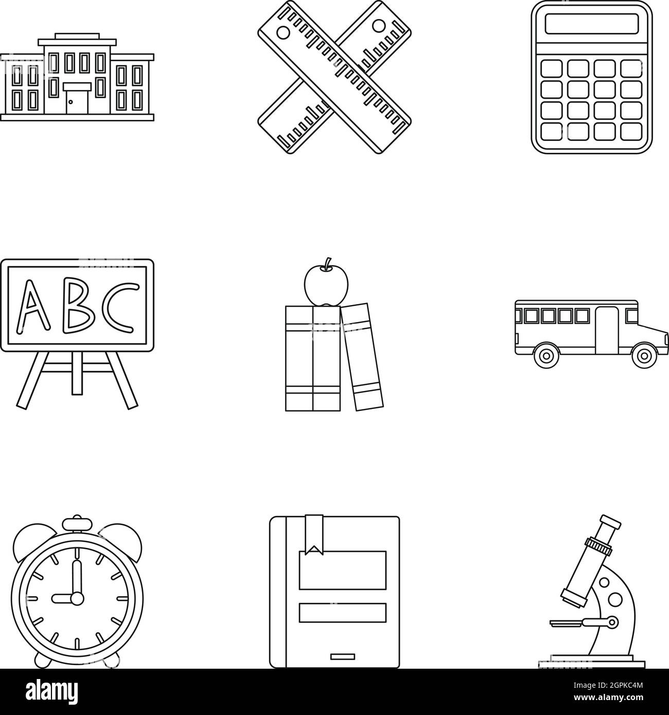 School icons set style du contour, Illustration de Vecteur