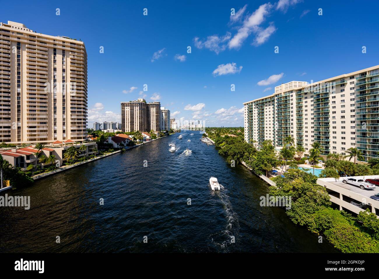 Photo aérienne Intracoastal Waterway Miami Aventura Banque D'Images