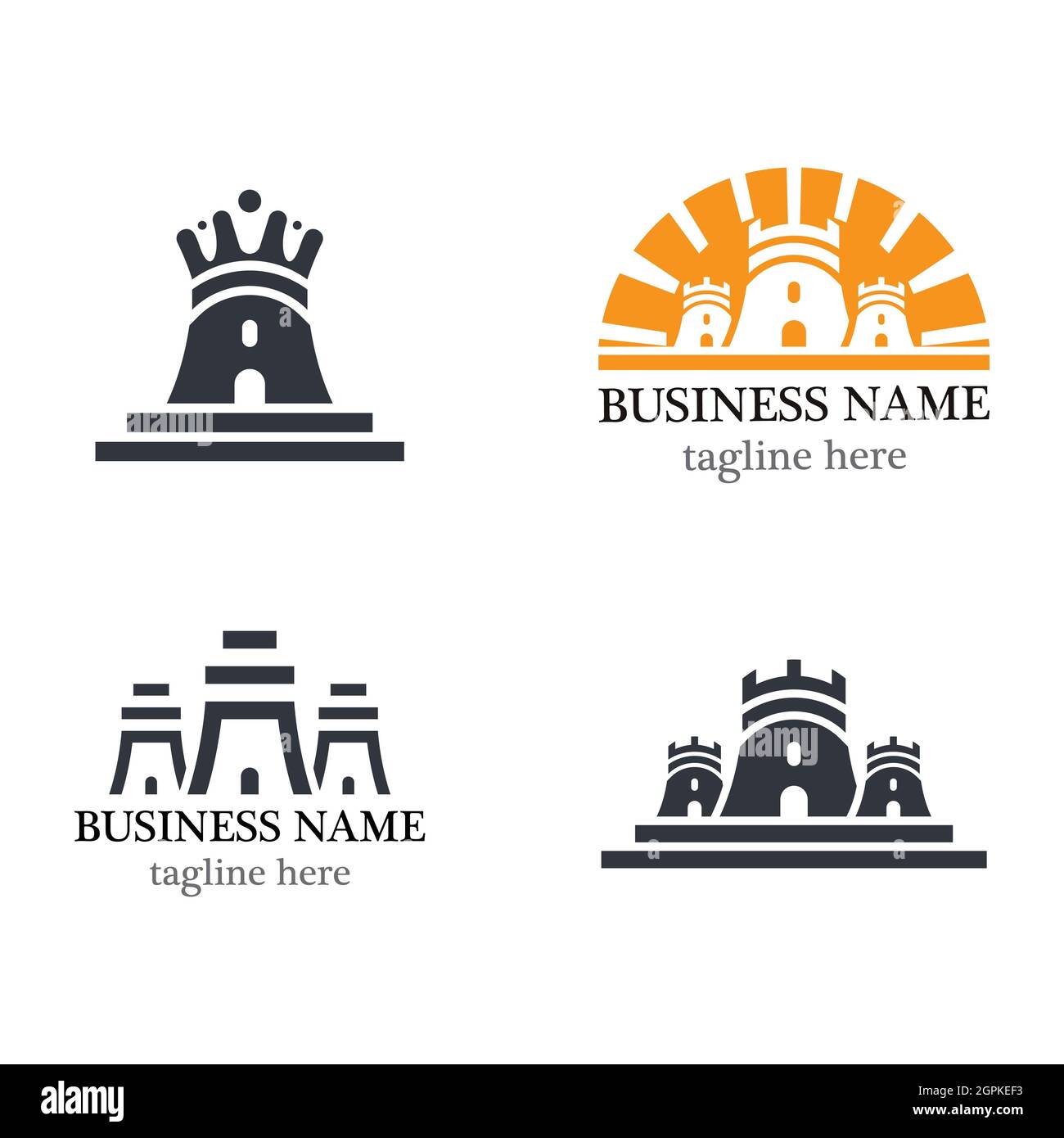 Modèle de logo de château vecteur icône ensemble conception Banque D'Images