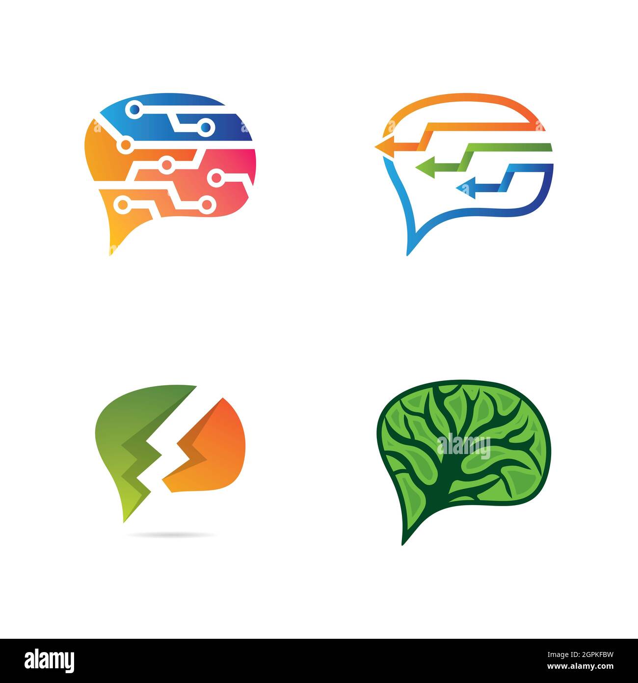 Modèle de logo Brain vecteur icône jeu conception Banque D'Images