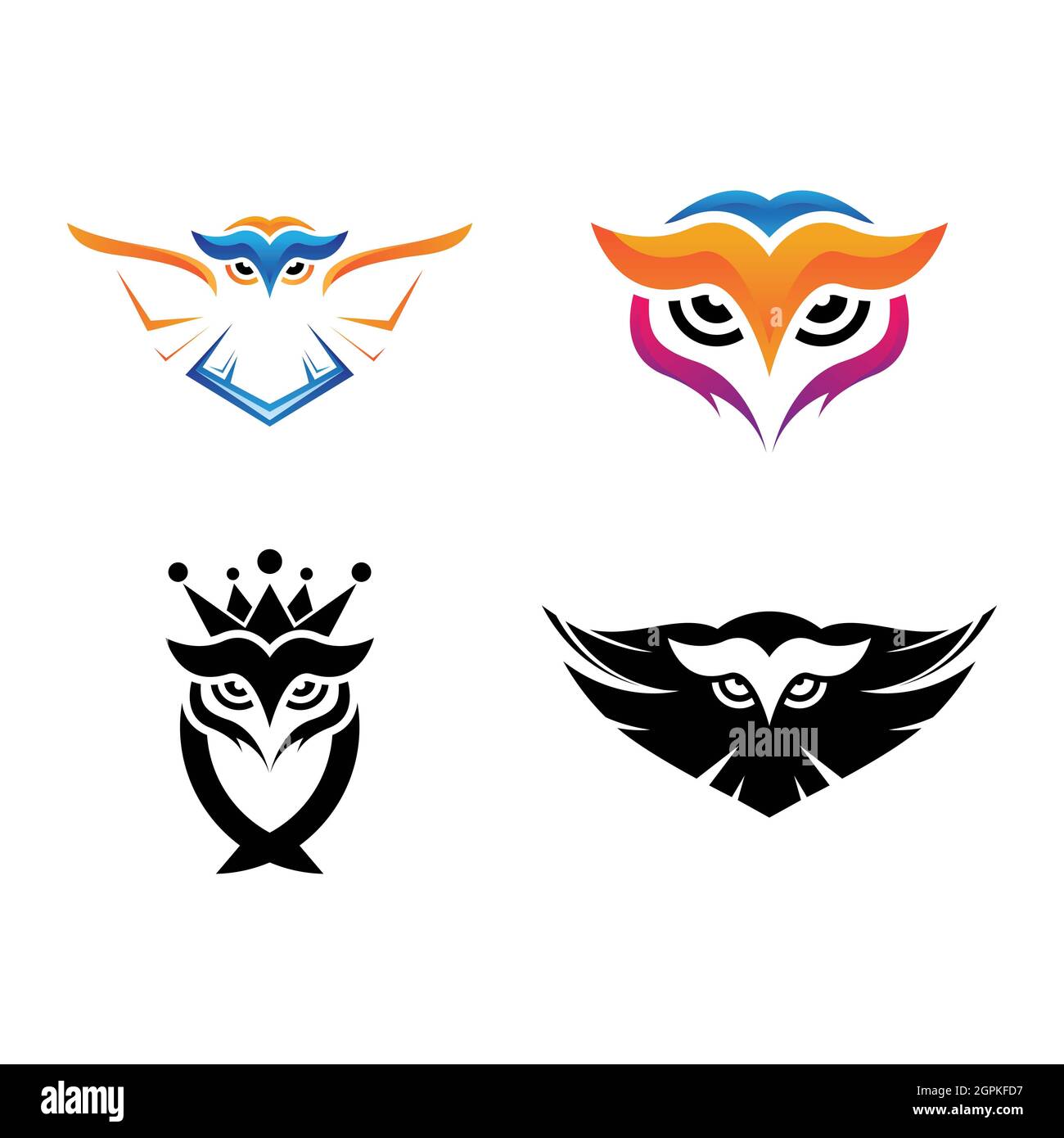 Modèle de logo Owl motif vectoriel d'ensemble d'icônes Banque D'Images