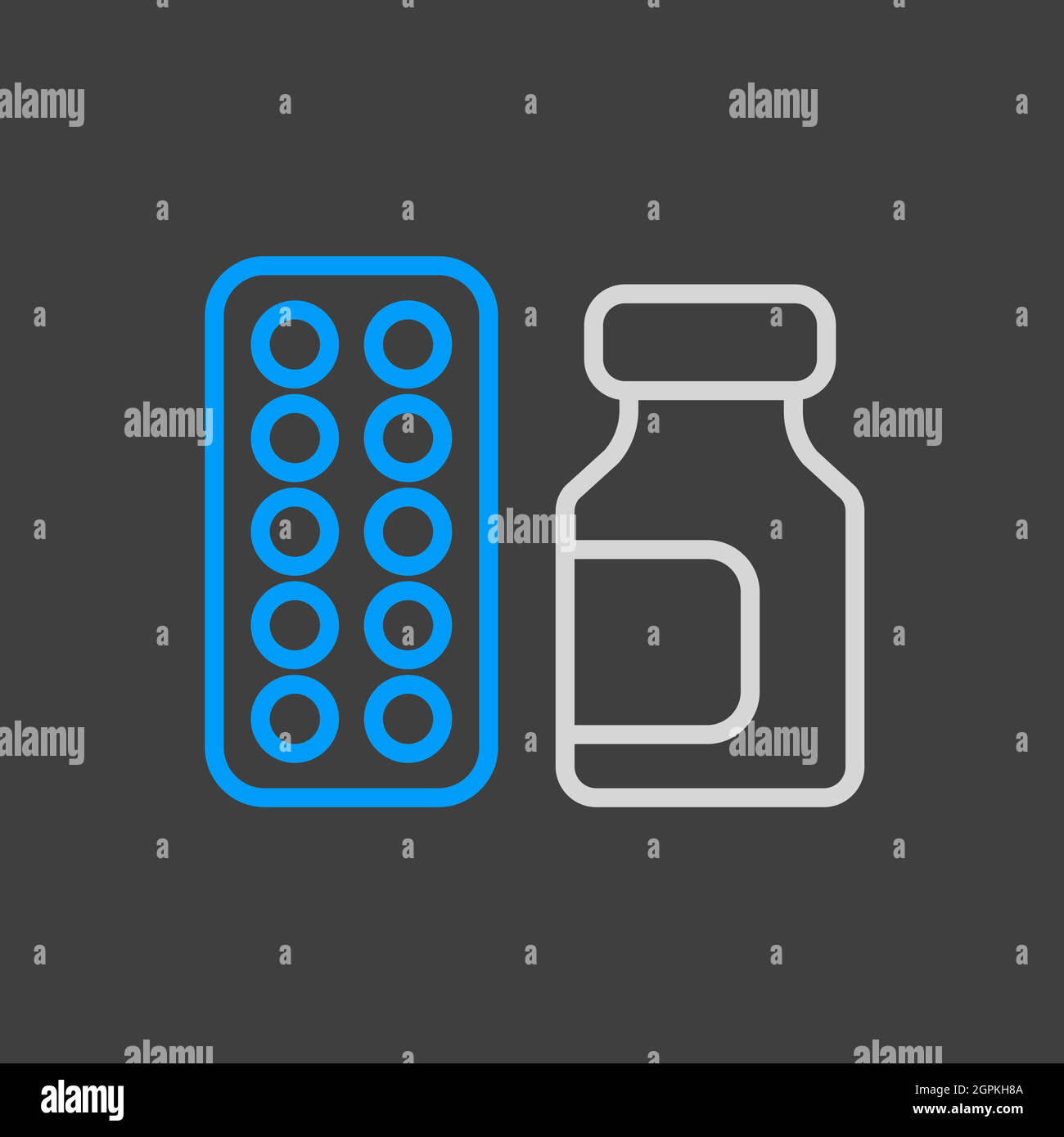 Medicine jar et pilules Strip Vector Flat icône Illustration de Vecteur