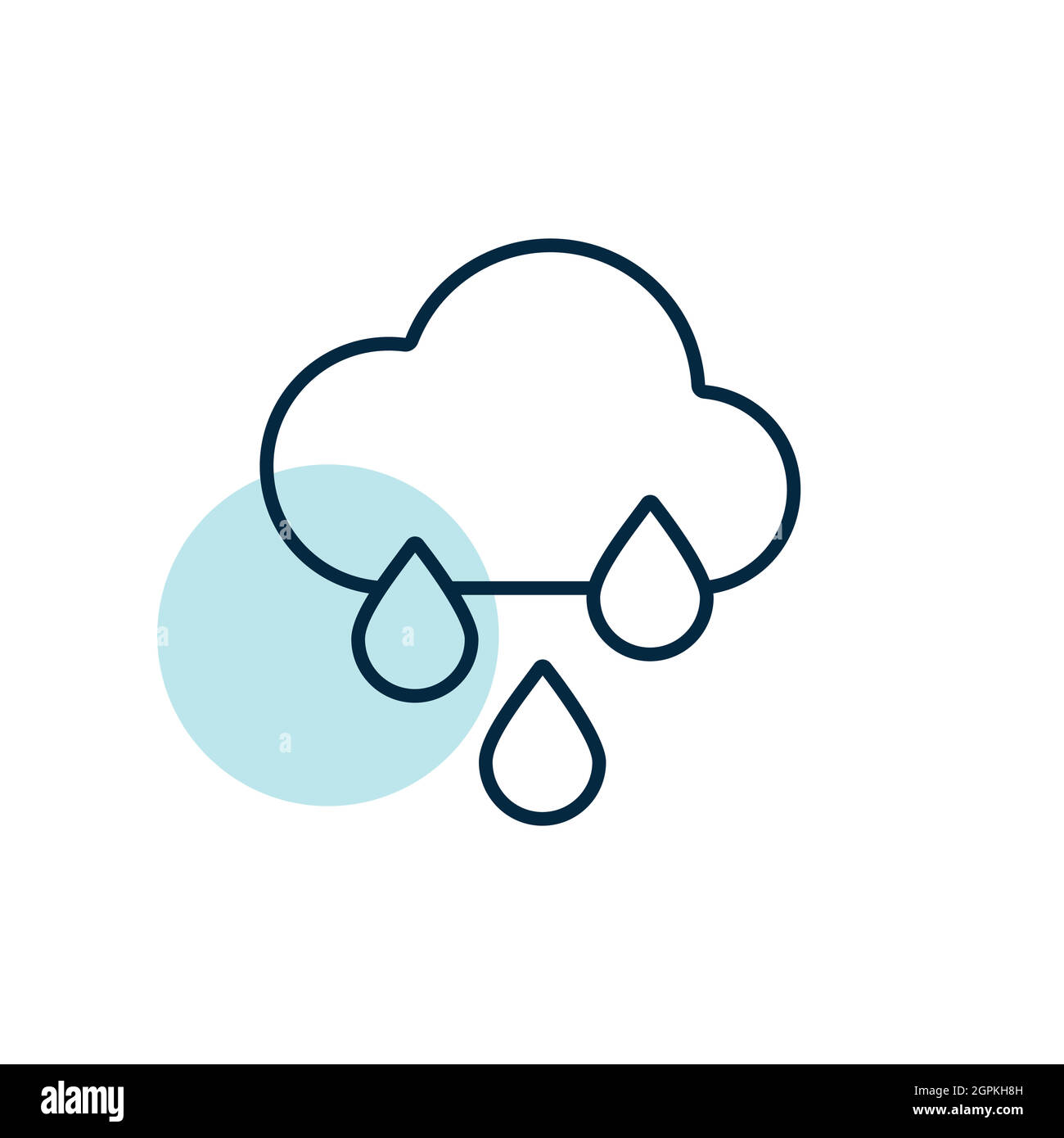 Nuage de pluie avec icône de vecteur de gouttes de pluie. Panneau météo Illustration de Vecteur