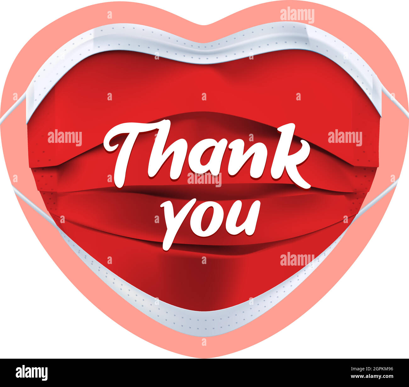 Merci Aux Professionnels De La Sante Autocollant Ou Badge Masque Rouge Sous Forme De Coeur Et De Texte Merci Medecins Et Infirmieres Affiche Vectorielle Coronavirus Covid 19 Citation Conceptuelle Pandemique Isole Sur