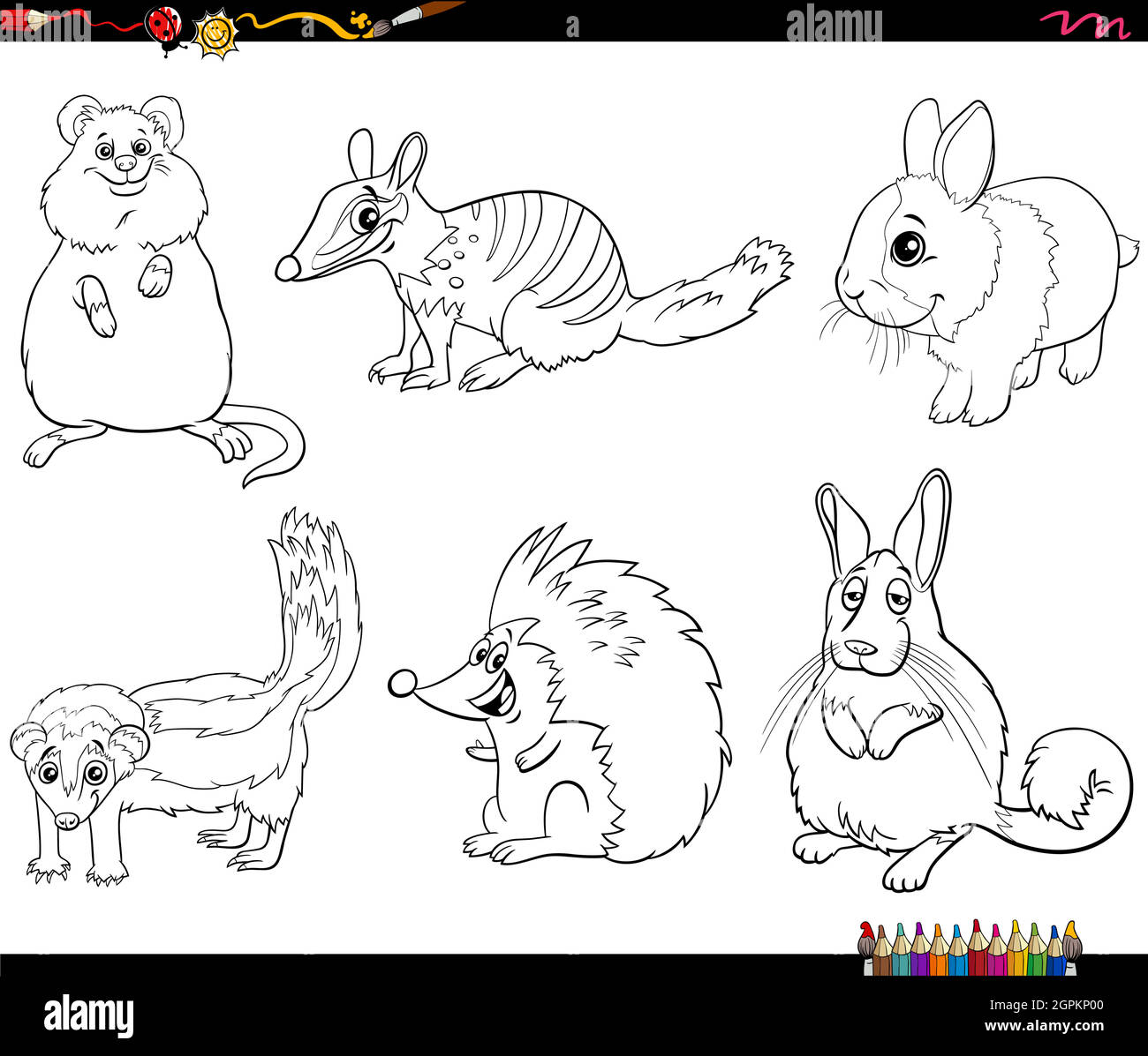 dessin animé animaux caractères jeu de coloriage livre page Illustration de Vecteur