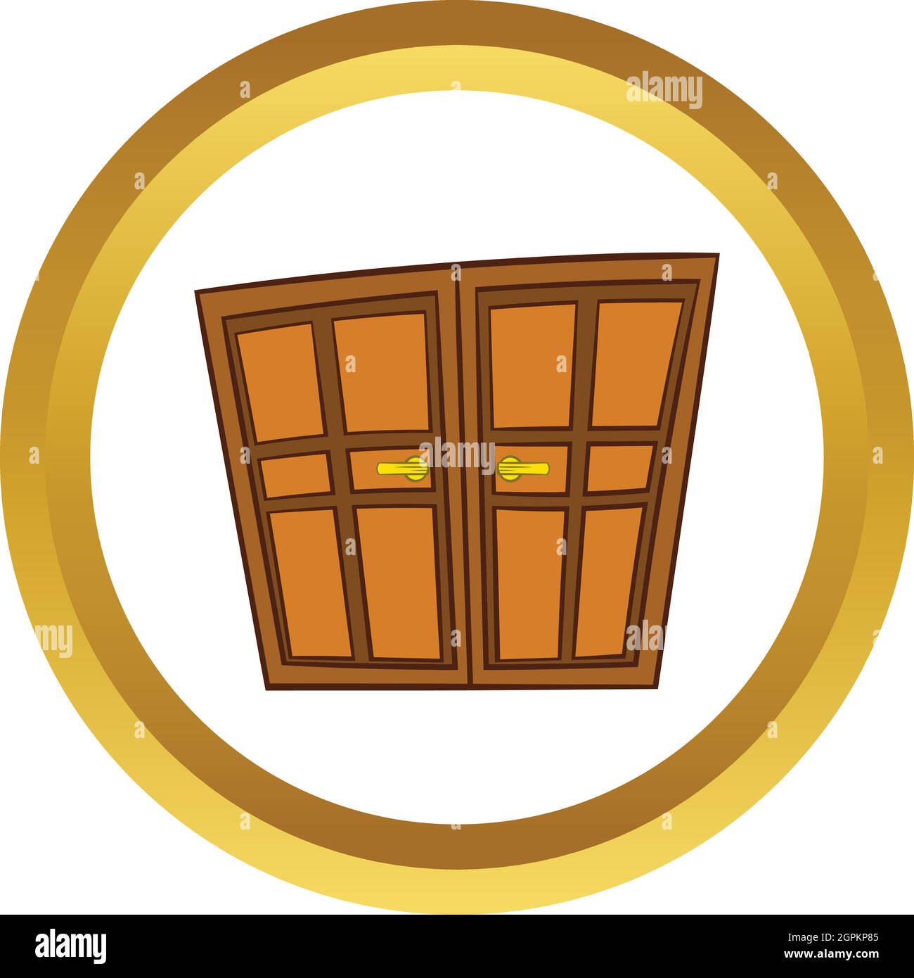 Double portes en bois, l'icône vecteur cartoon style Illustration de Vecteur