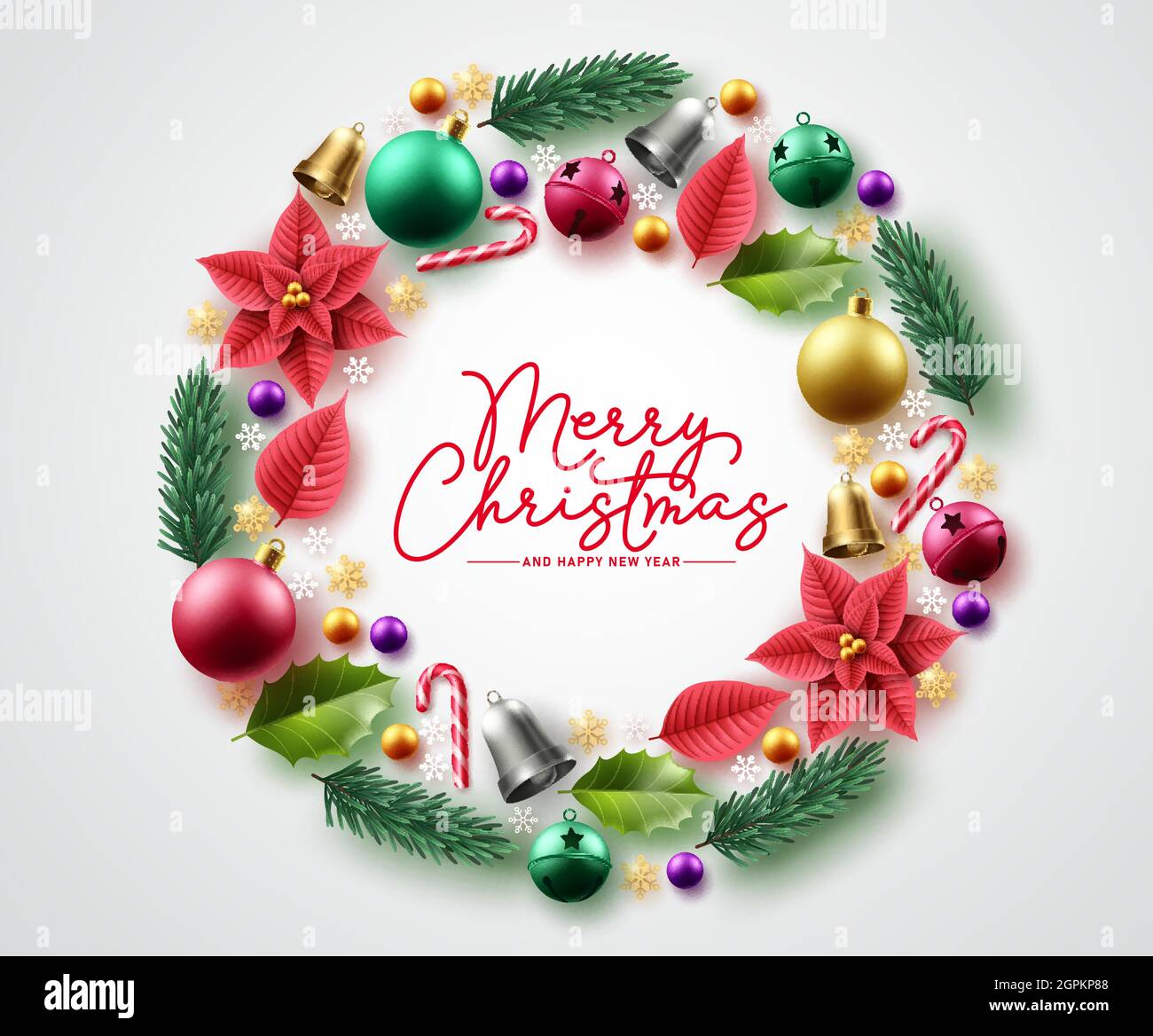 Motif D Arriere Plan Vectoriel Couronne De Noel Texte De Voeux De Noel Avec Elements Decoratifs De Noel Pour La Decoration De Carte De La Saison Des Fetes Vecteur Image Vectorielle Stock Alamy