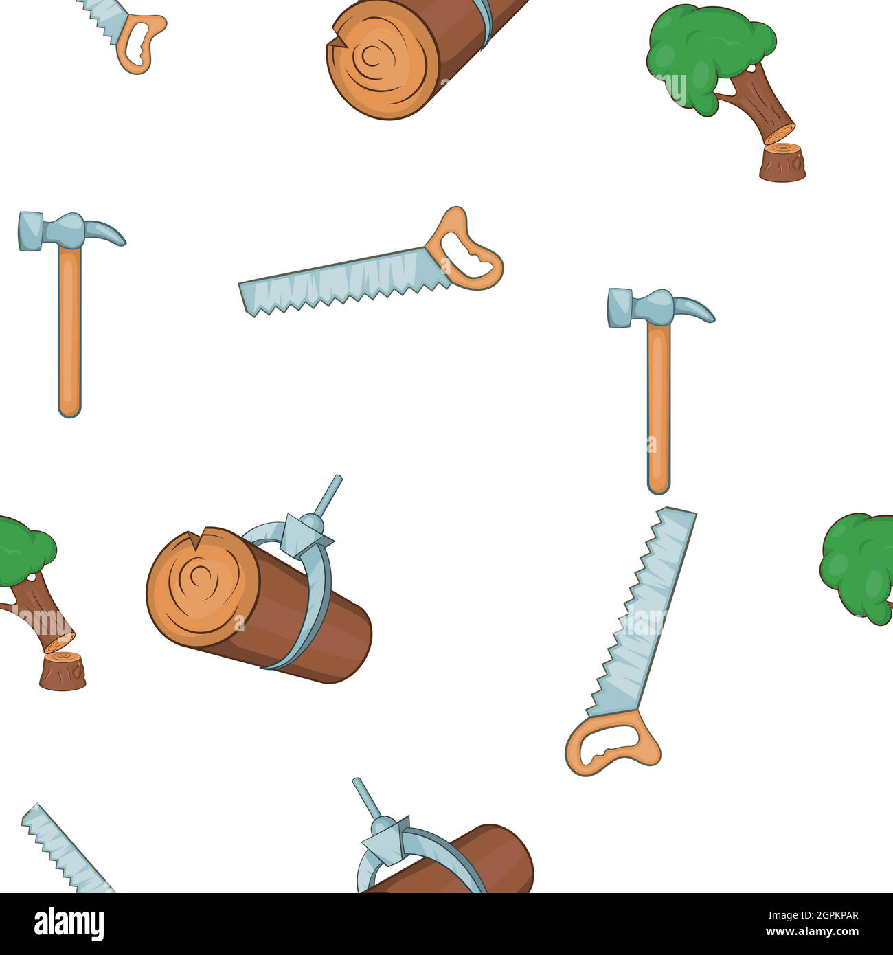Motif de travail du bois, style de dessin animé Illustration de Vecteur