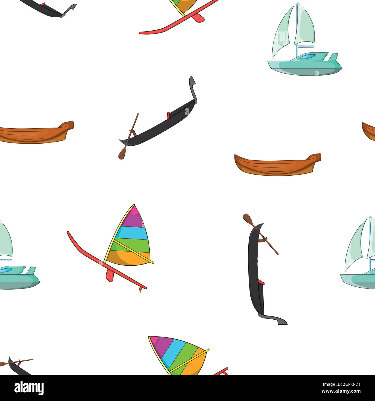 Motif bateaux, style dessin animé Illustration de Vecteur