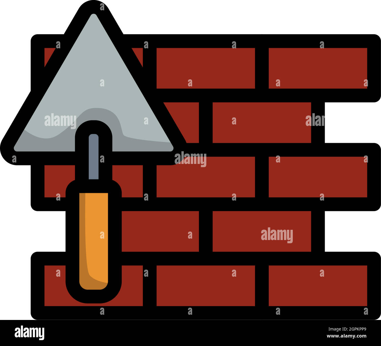 Icône de mur de briques avec truelle Illustration de Vecteur