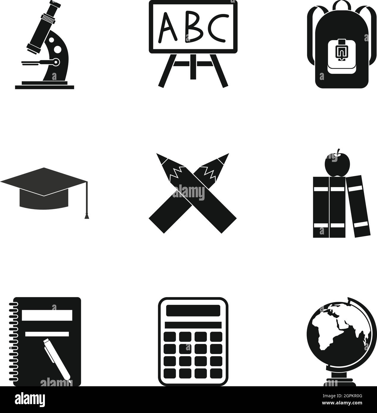 Les icônes de l'école, définir le style simple Illustration de Vecteur