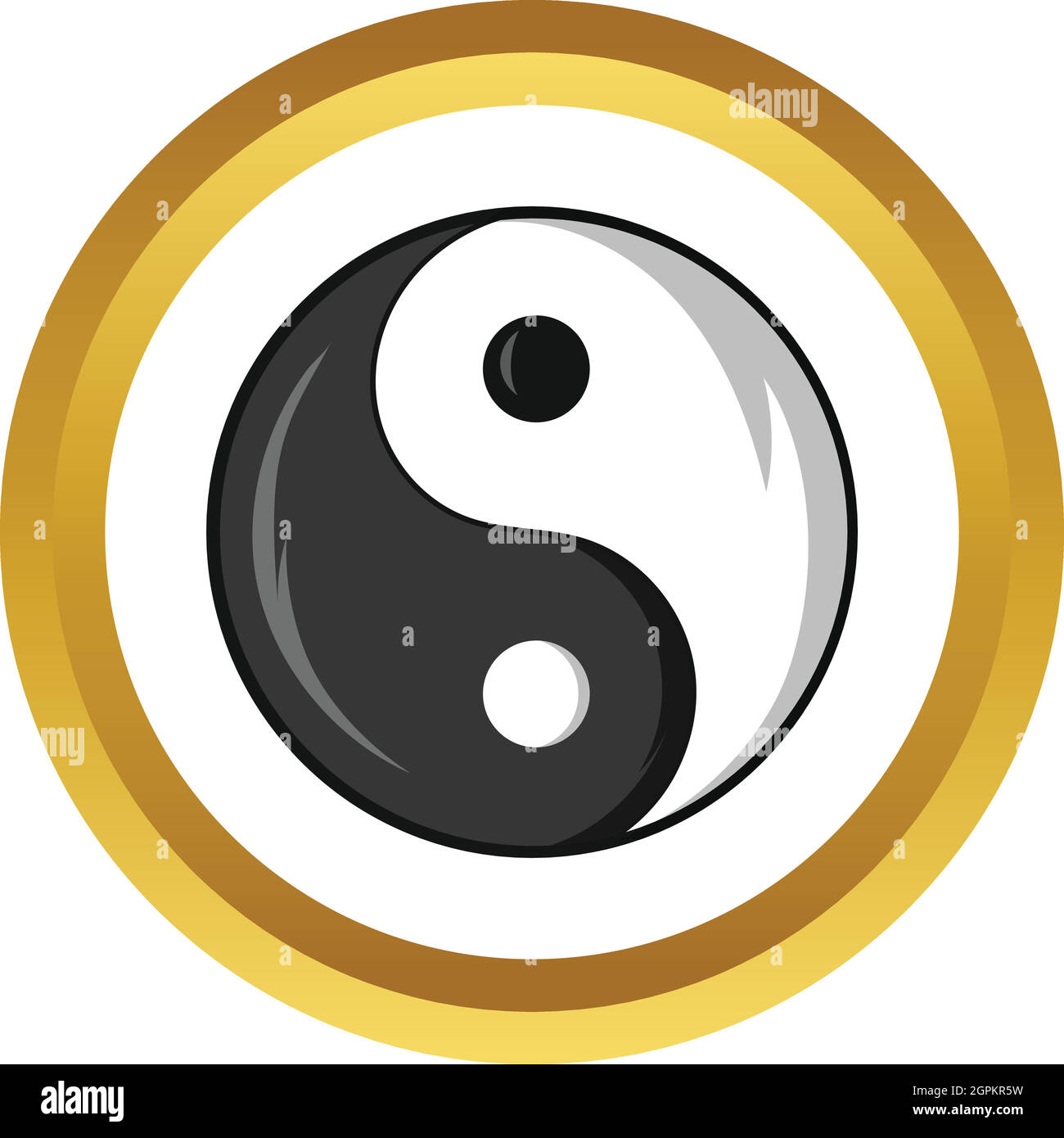Vecteur symbole yin et yang, l'icône de style cartoon Illustration de Vecteur