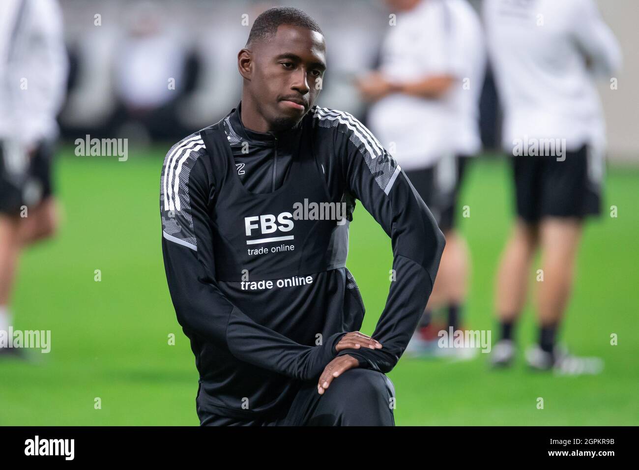 Varsovie, Pologne. 29 septembre 2021. Boubakary Soumare du Leicester City FC vu en action lors de la session d'entraînement officielle un jour avant le match de l'UEFA Europa League Group Stage entre Legia Warszawa et le Leicester City FC au Marshal Jozef Pilsudski Legia Warsaw Municipal Stadium. Crédit : SOPA Images Limited/Alamy Live News Banque D'Images